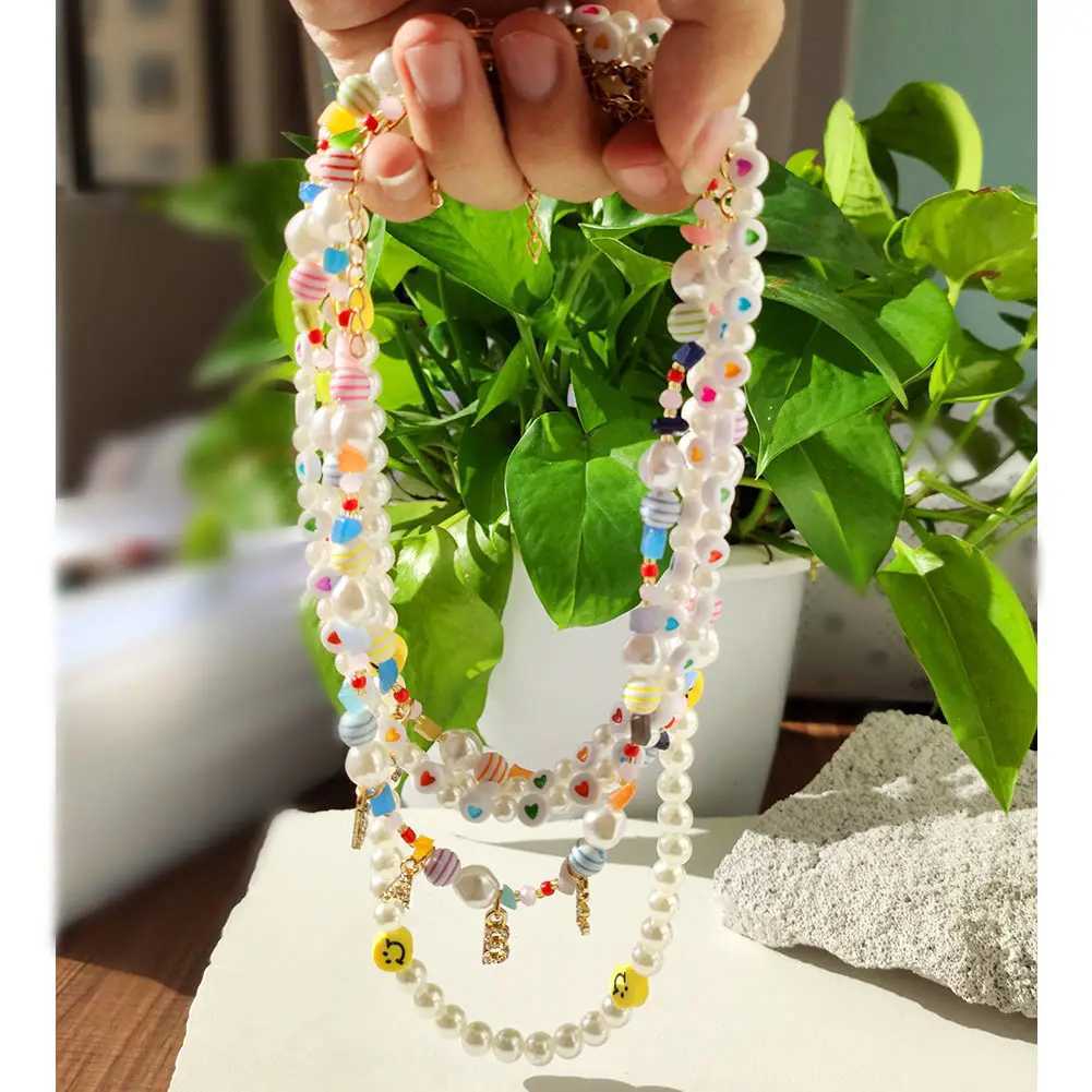Pendant Necklaces Irregular Colorful Natural Stone Beads Choker Necklace For Women DIY Custom 26 Initials Pearl Name Beaded Necklaces Gift Jewelry Y24