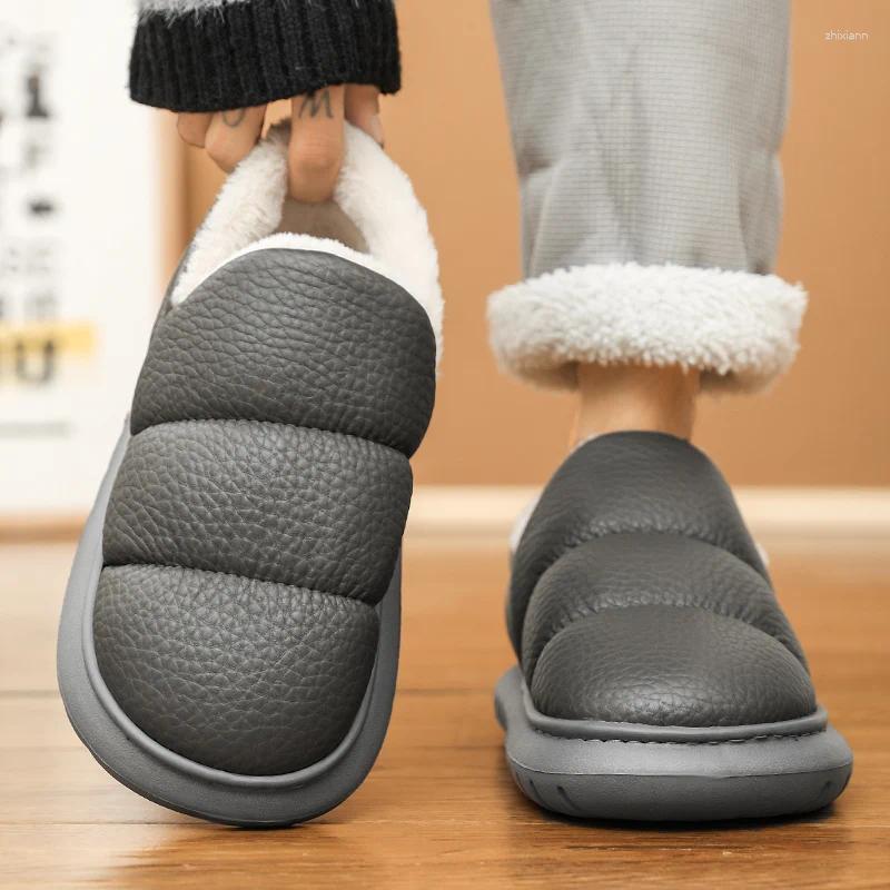 Slippers Winter Men's Wrap Heels Plush Outdoor Indoor Waterproof Casual Warm Shoes Flip ps Men Home Cotton zhanyishengli