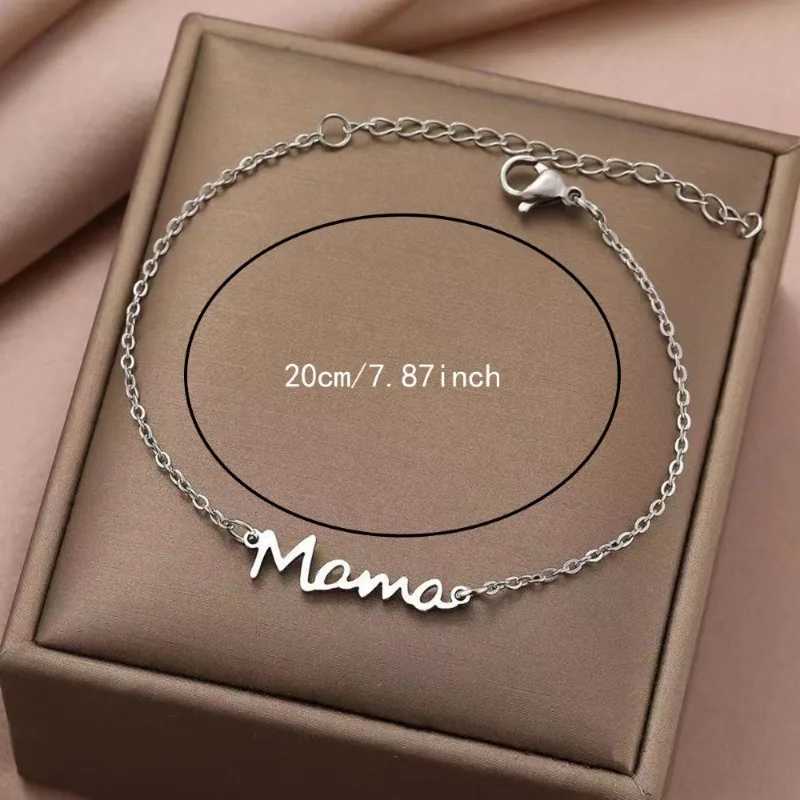 Chain WANZHI Stainless Steel Bracelets Letter Mama Pendant Chains Fashion Charms Bracelet for Women Party Jewelry Mothers Day Gifts Y240420