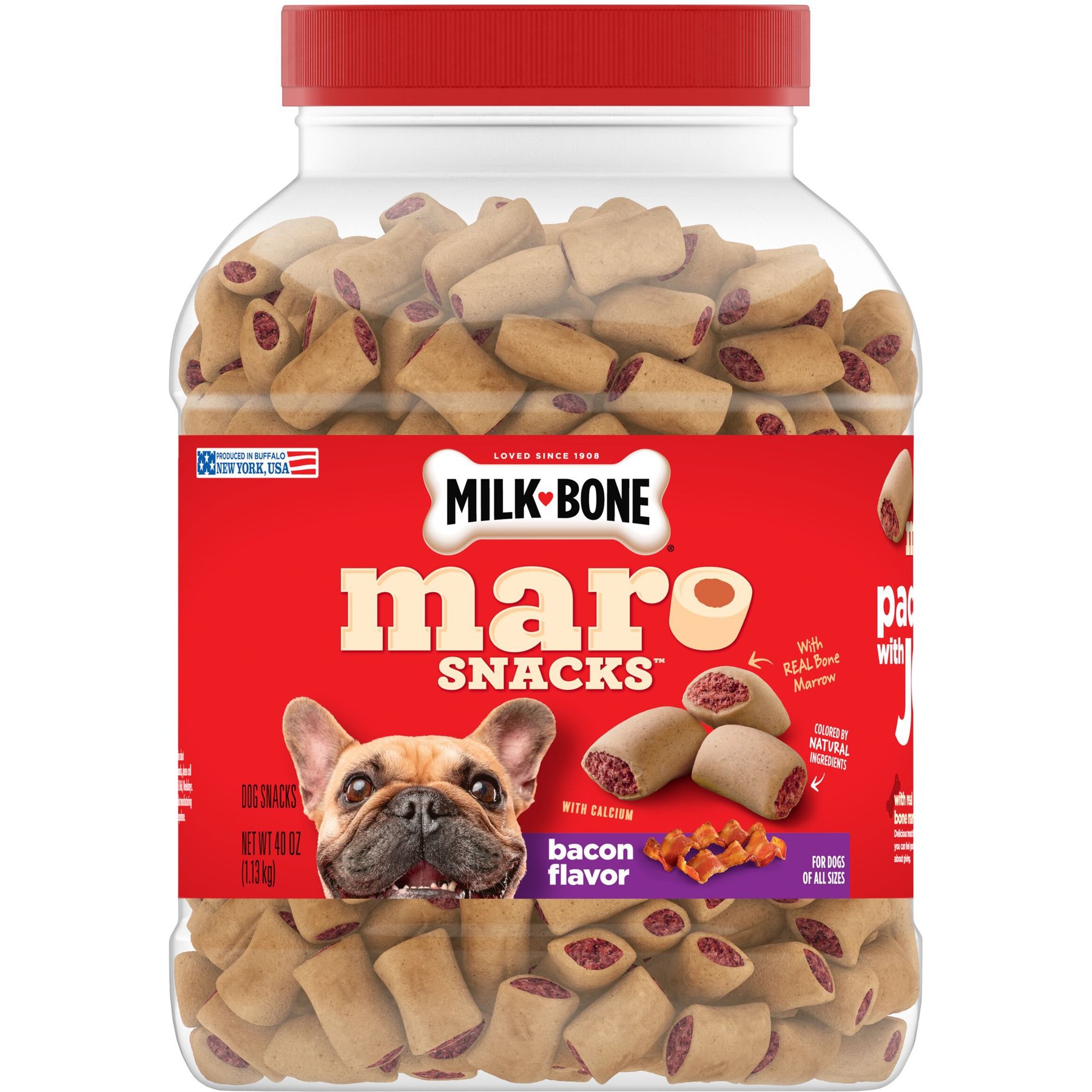Milk-Bone MaroSnacks Bacon Flavor Dog Treats, 40-oz tub