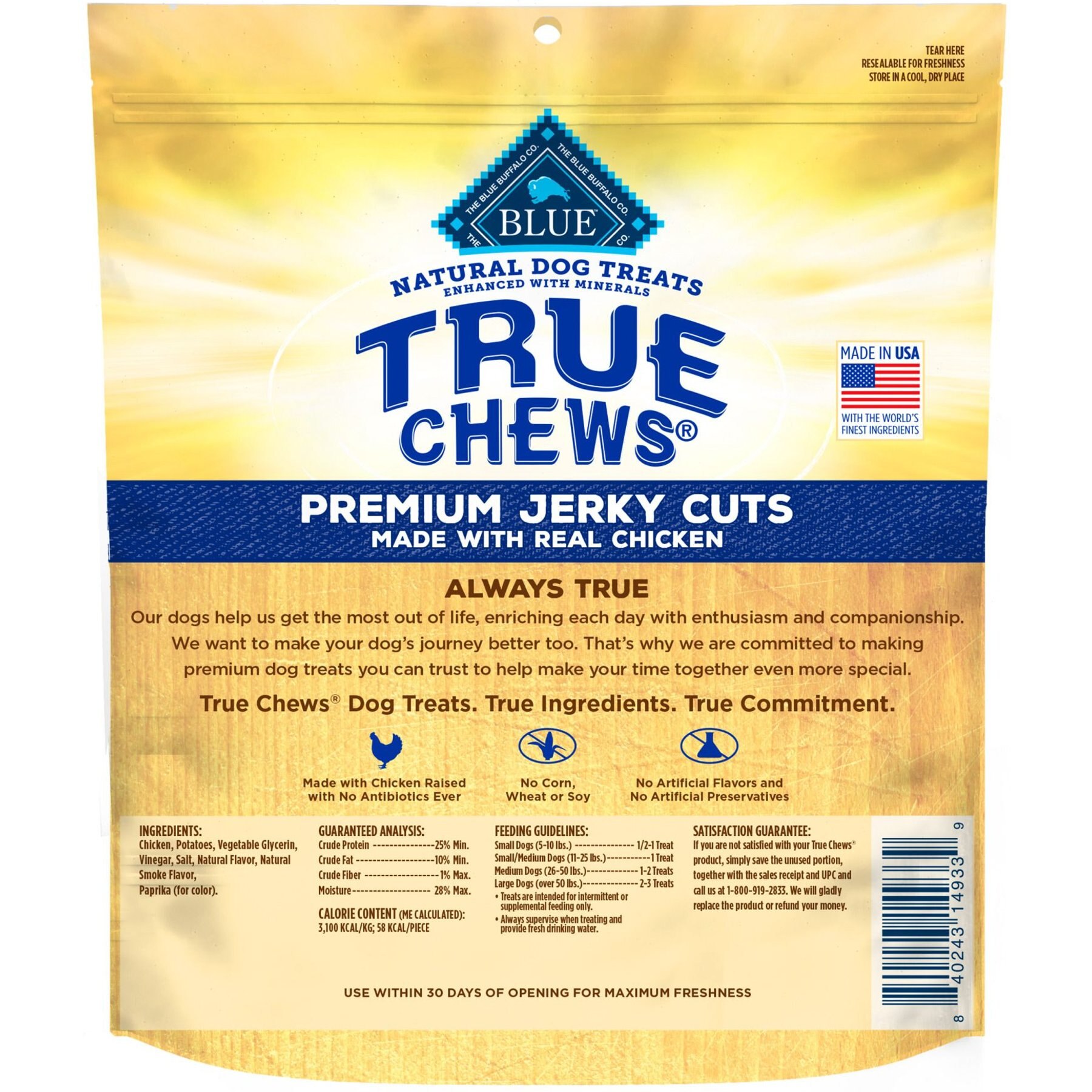 Blue Buffalo True Chews Premium Jerky Cuts Chicken Jerky Dog Treats