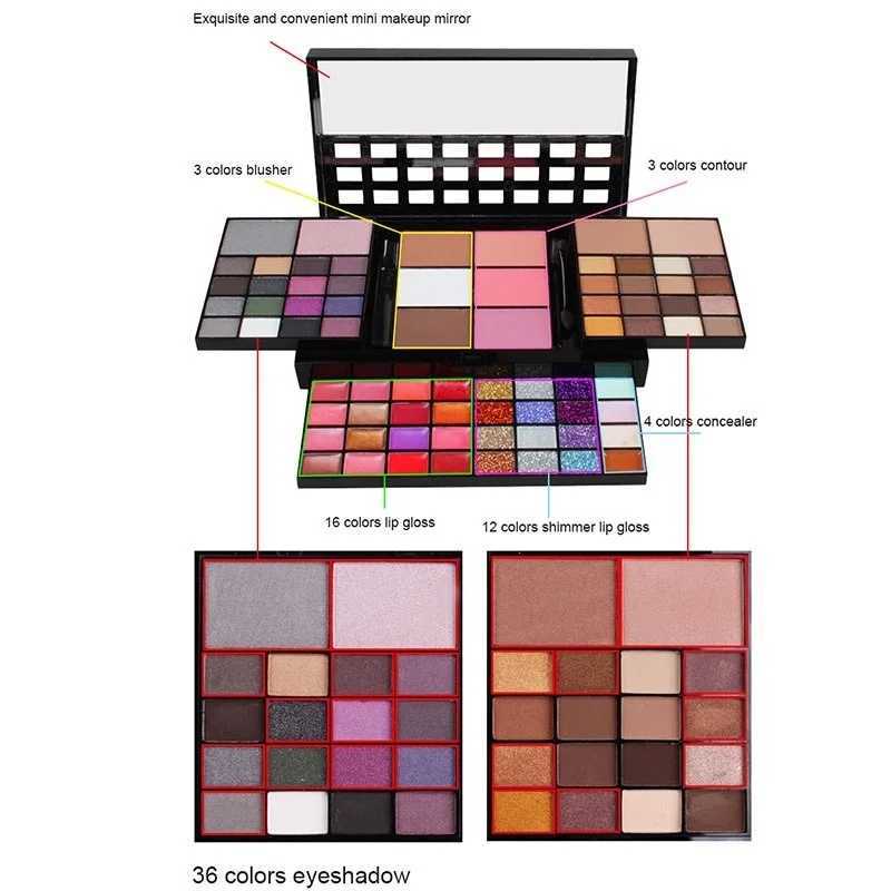 40/74/78 Colors Pearlescent fine Glitter Eyeshadow Palette Matte Waterproof Long Lasting Pressed Powder Cosmetics Women MakeUpXJ250520