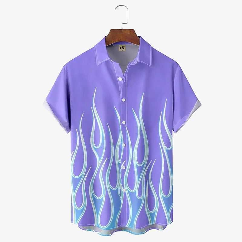 Flame MenS Shirts 3d Vintage Summer Fashion Red Flame Haiian Shirt Man Summer Short Sved Oversized Shirt For Men 2025XJ241120