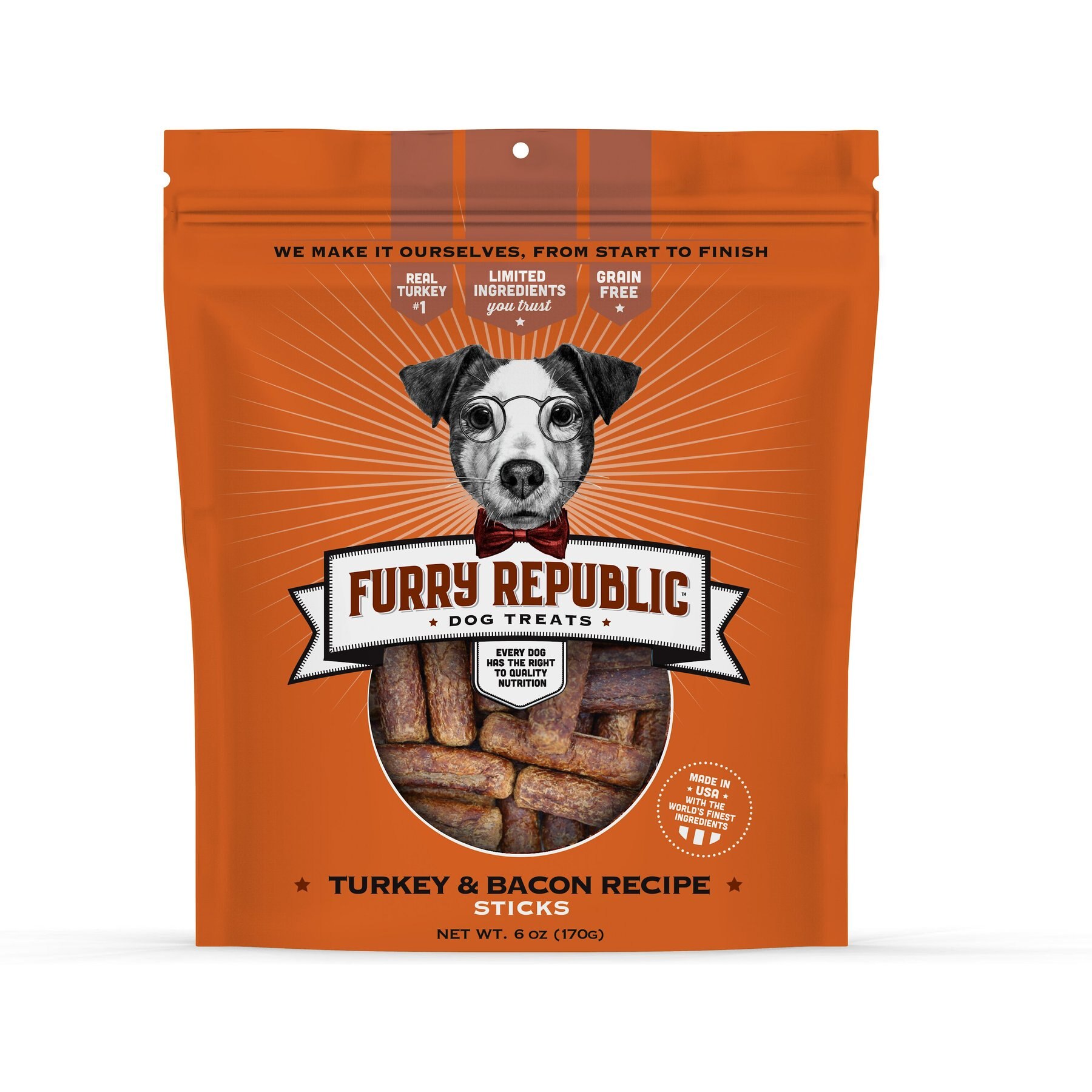 Furry Republic Sticks Turkey & Bacon Recipe Grain-Free Dog Treats