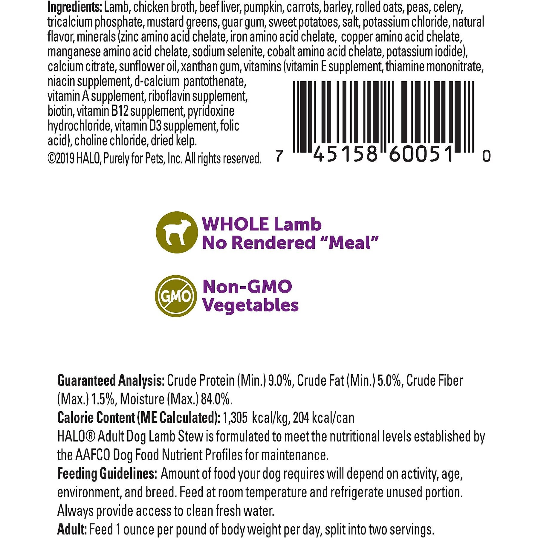 Halo Lamb Stew Adult Canned Dog Food