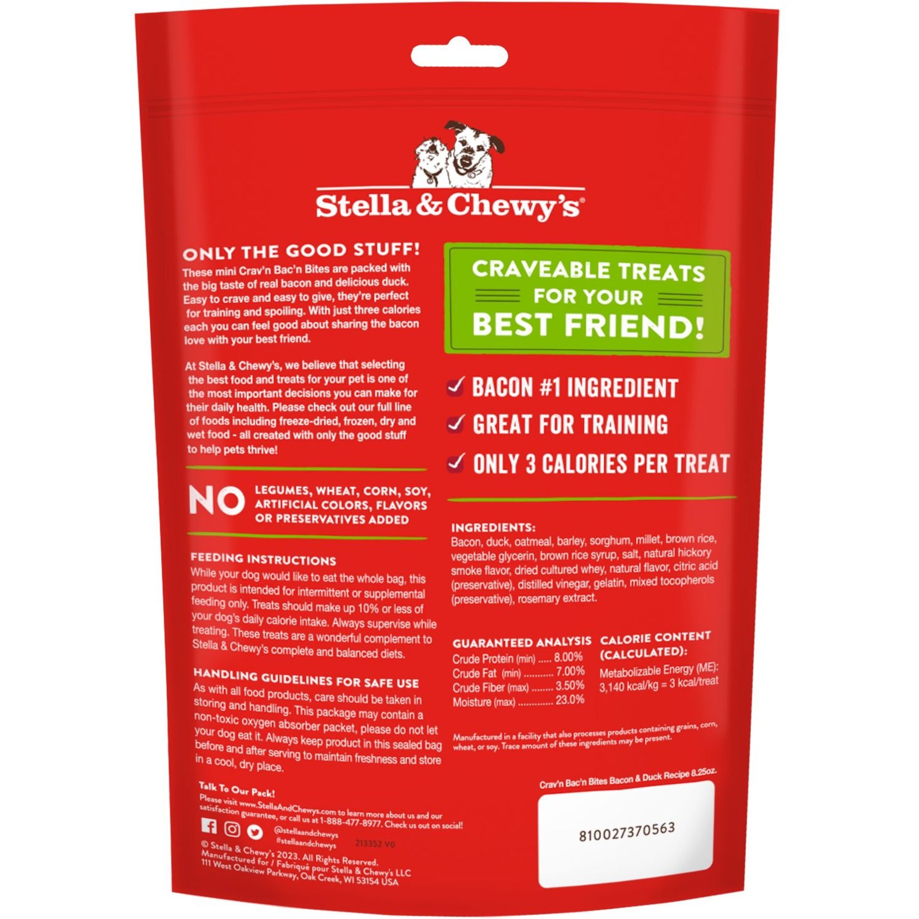 Stella & Chewy's Crav'n Bac'n Bites Bacon & Duck Recipe Dog Treats, 8.25-oz bag