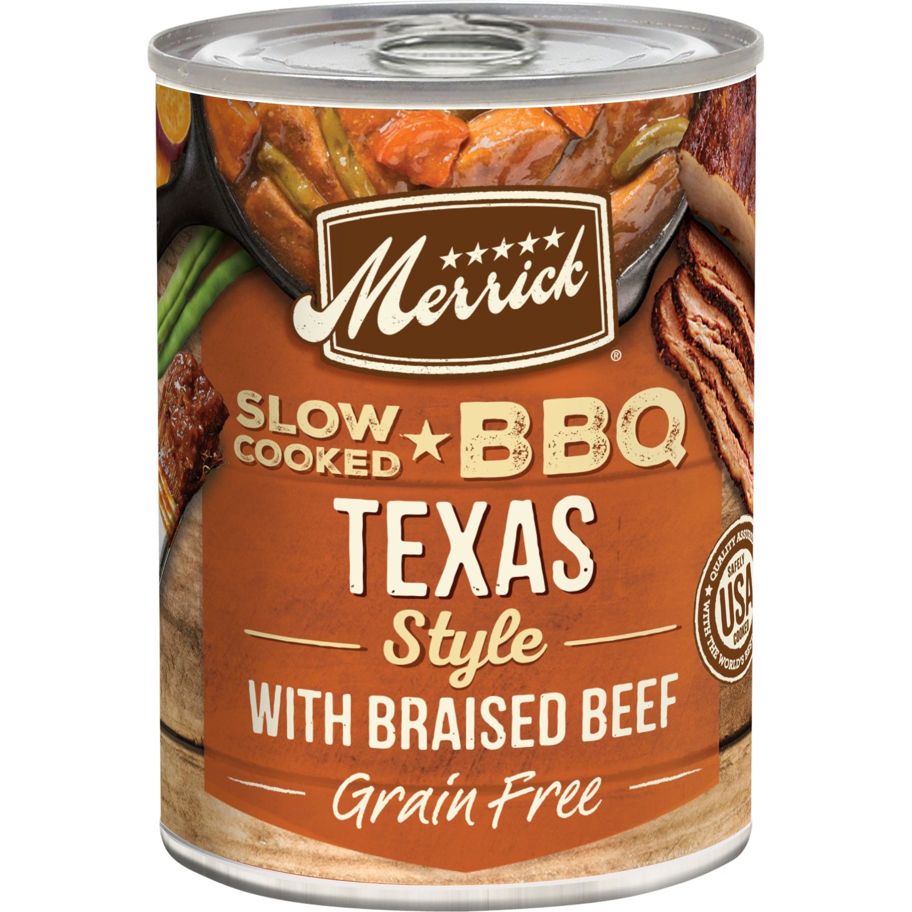 Merrick Grain-Free Wet Dog Food Slow-Cooked BBQ Texas Style with Braised Beef