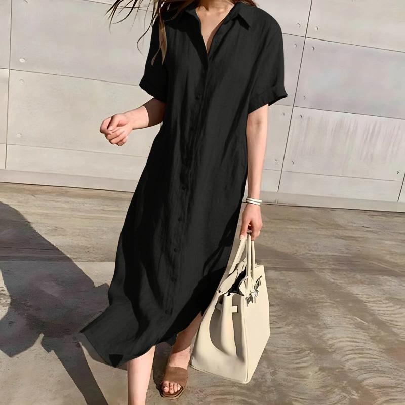 Casual Dresses Summer Cotton Linen Long Shirt Dress 2024 Fashion Single Breasted Elegant Simplicity Loose Lace-up Vestidos Robe