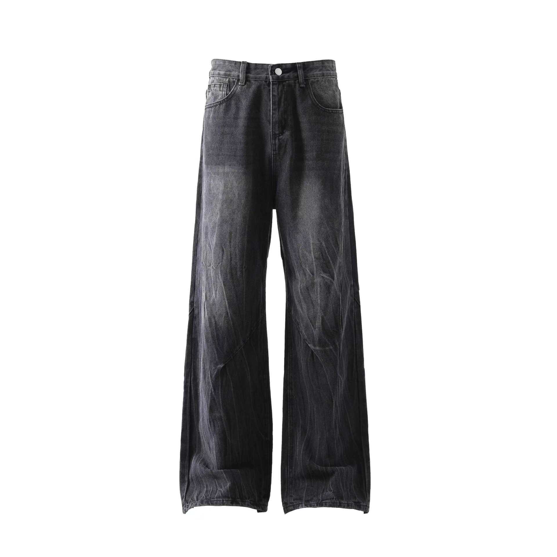 jeans mens Jeans baggy casual eide leg men street retro hip hop print trend fashion black high-waist Jean Y2k clothing