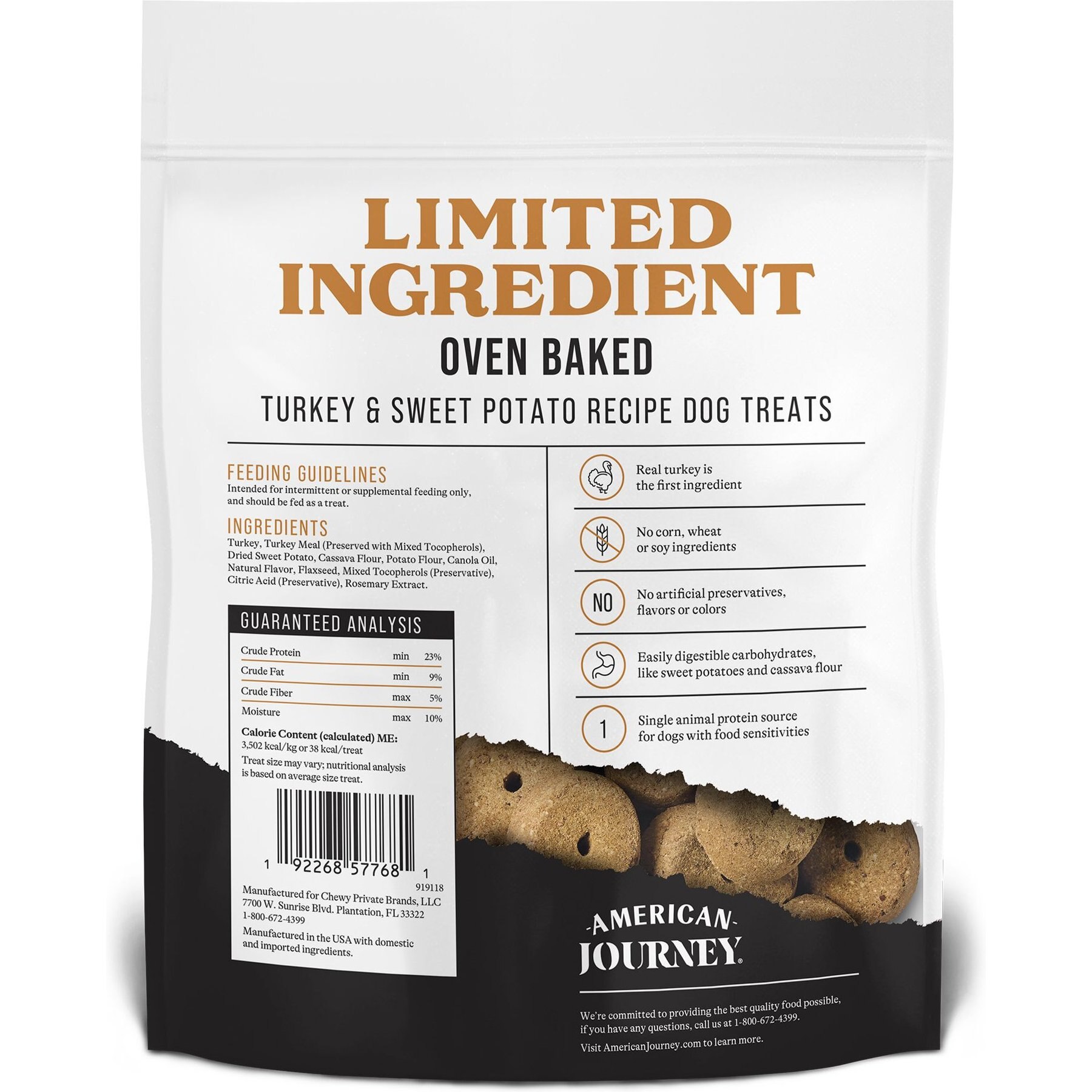 American Journey Turkey & Sweet Potato Recipe Limited Ingredient Dog Treats, 14-oz bag