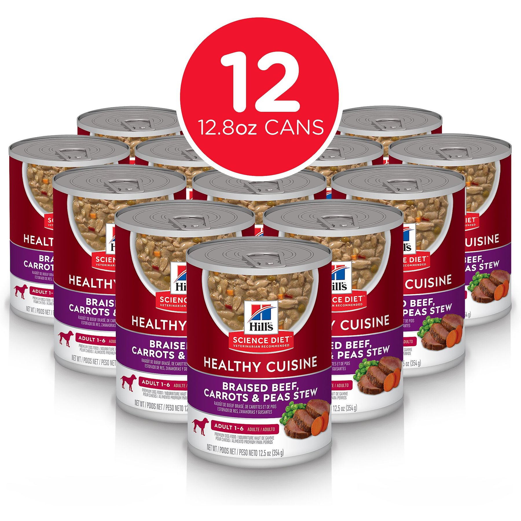 Hill's Science Diet Adult Healthy Cuisine Braised Beef, Carrots & Peas Stew Canned Dog Food