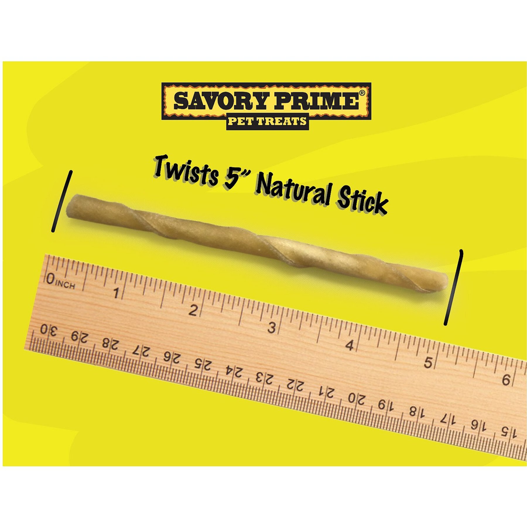 Savory Prime Natural Rawhide Twists Dog Treats, 5-in