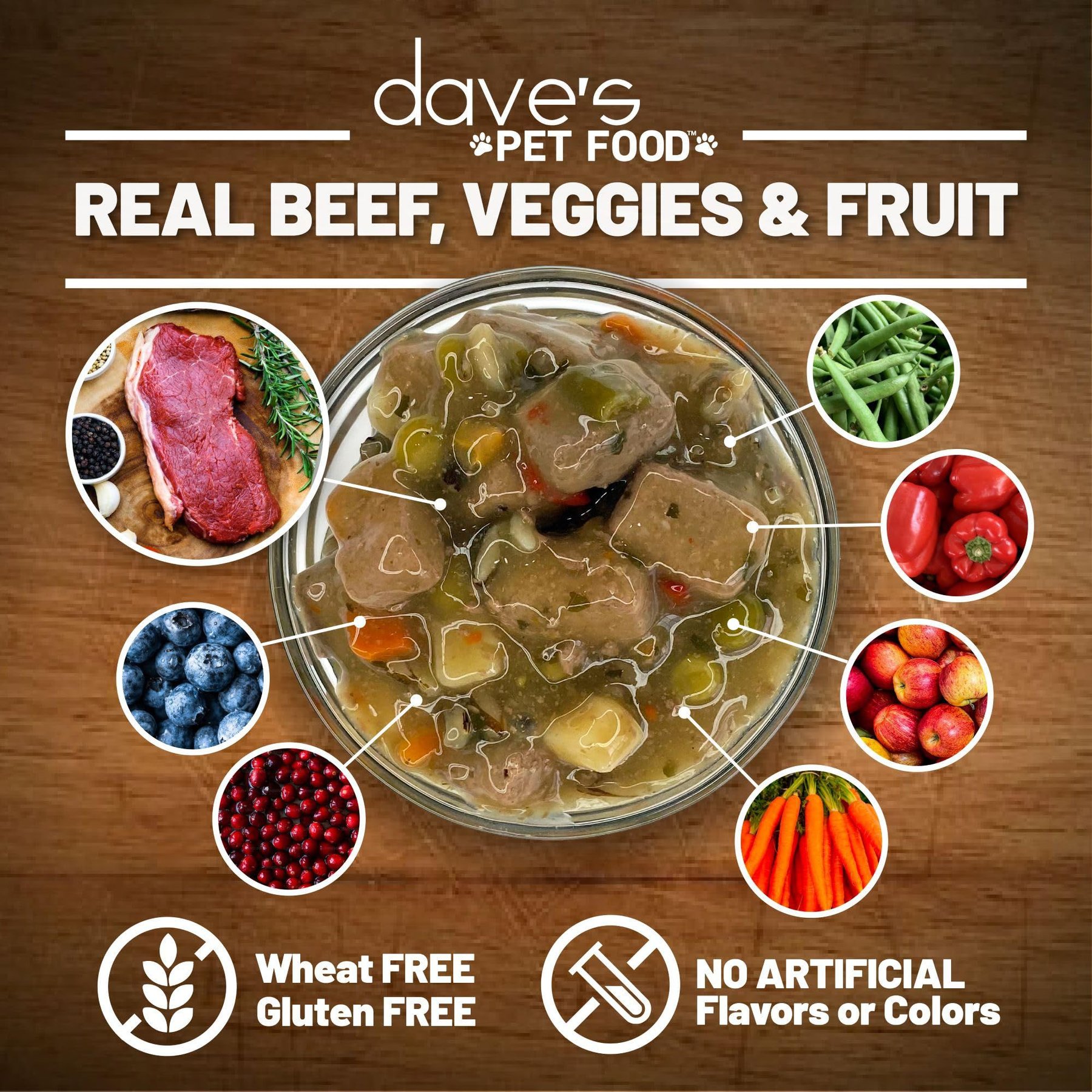 Dave's Pet Food Stewlicious Meaty Beefy Stew, Grain-Free Canned Wet Dog Food, 13.2-oz can, case of 12