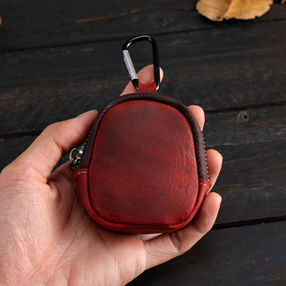 Genuine Leather Women Wallet Kid Money Coin Purse Zipper Small Storage Pouch for Bus Keys Earphone ID Card