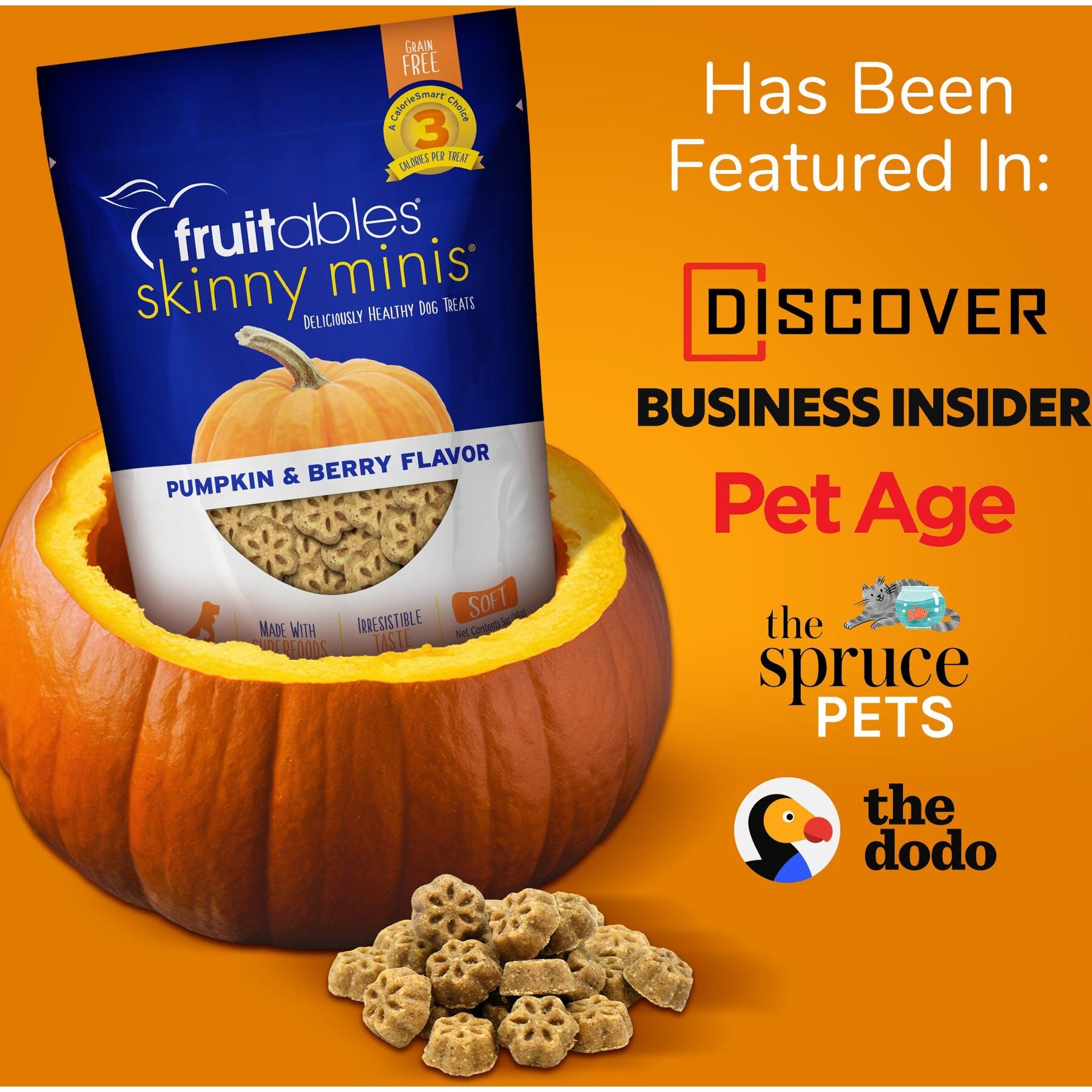 Fruitables Skinny Minis Pumpkin & Berry Flavor Dog Treats