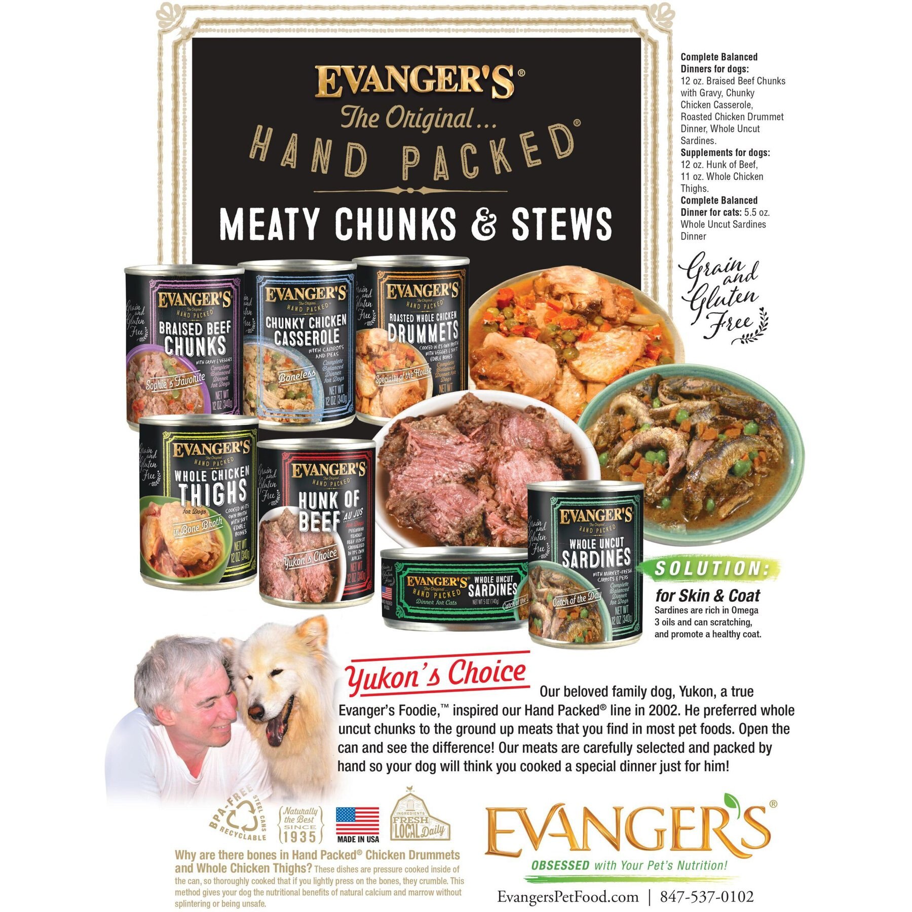 Evanger's Grain-Free Hand Packed Chunky Chicken Casserole Dinner Canned Dog Food