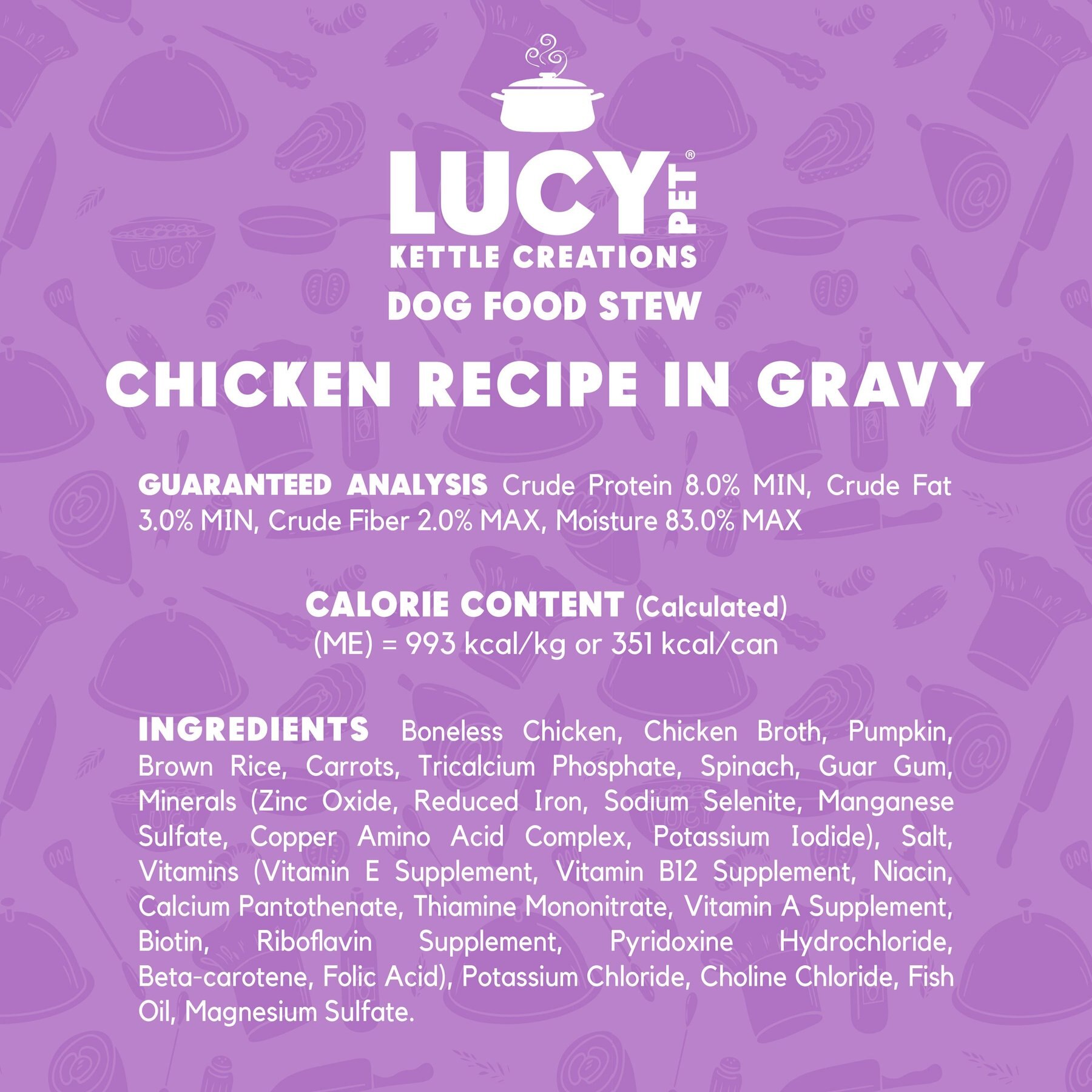 Lucy Pet Products Kettle Creations Chicken Recipe in Gravy Wet Dog Food, 12.5-oz can, case of 12