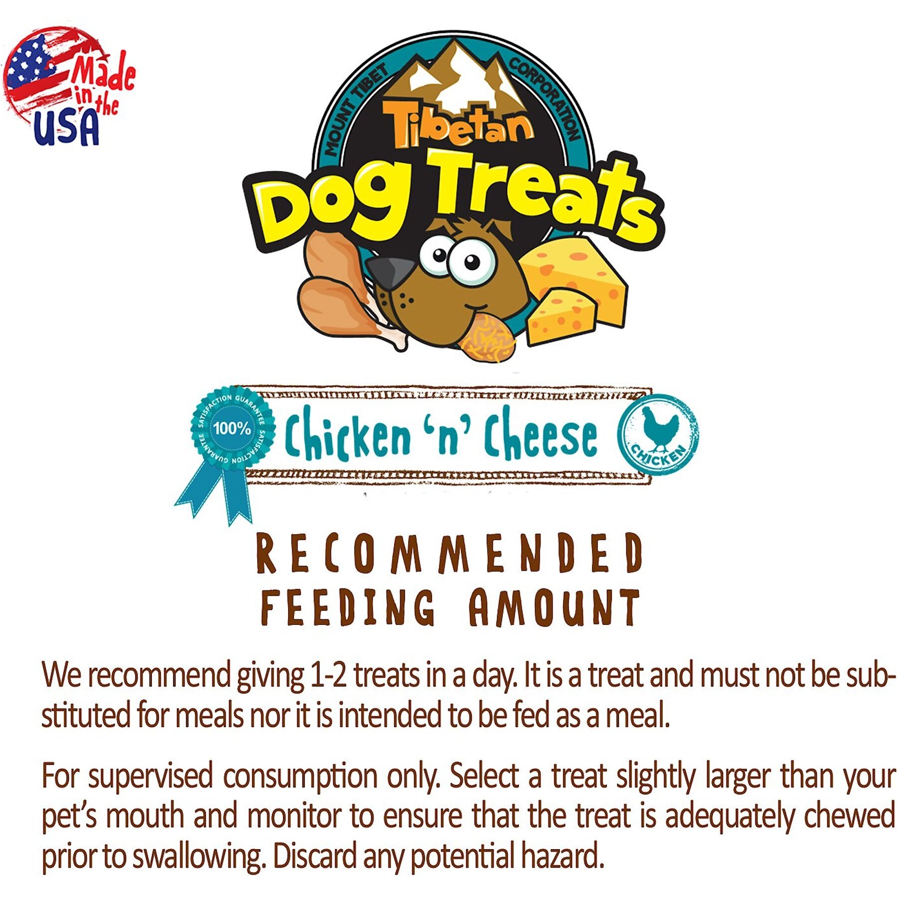 Tibetan Dog Treats Chicken 'n' Cheese Grain-Free Dehydrated Dog Treats, 3.5-oz pouch