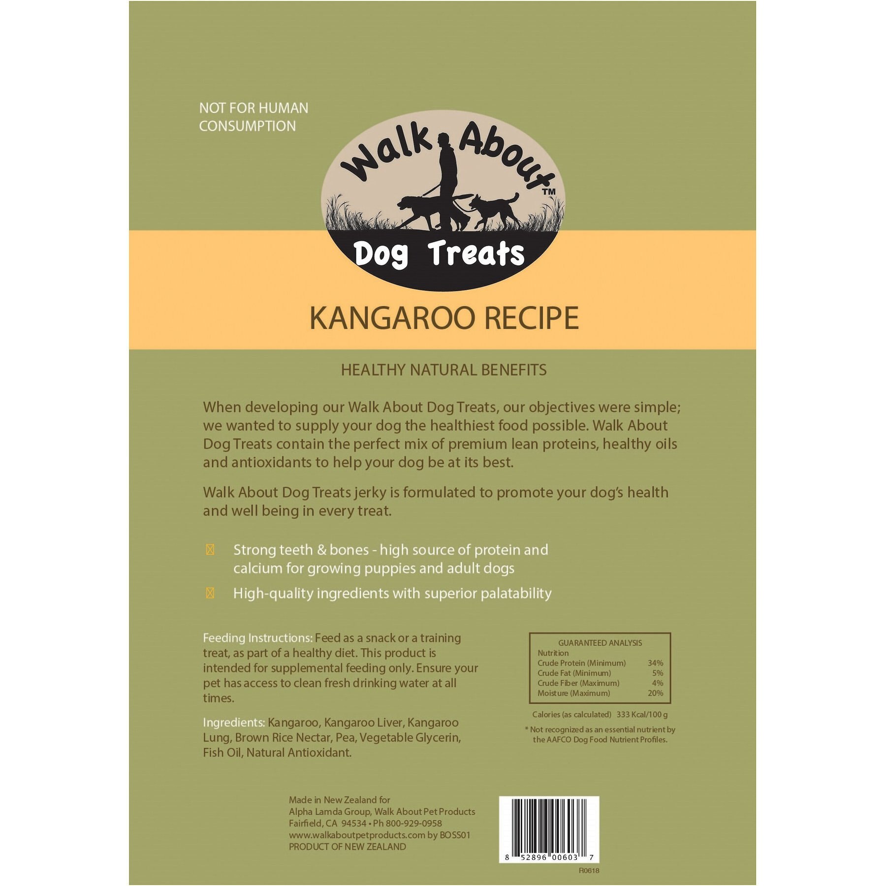 Walk About Kangaroo Grain-Free Jerky Dog Treats, 5.5-oz bag
