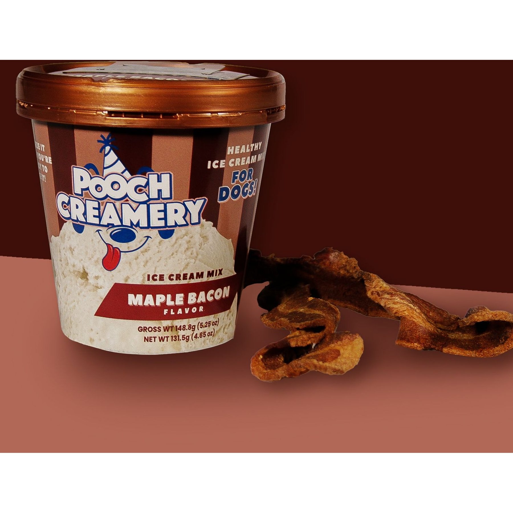 Pooch Creamery Maple Bacon Flavor Ice Cream Mix Dog Treat, 5.25-oz carton