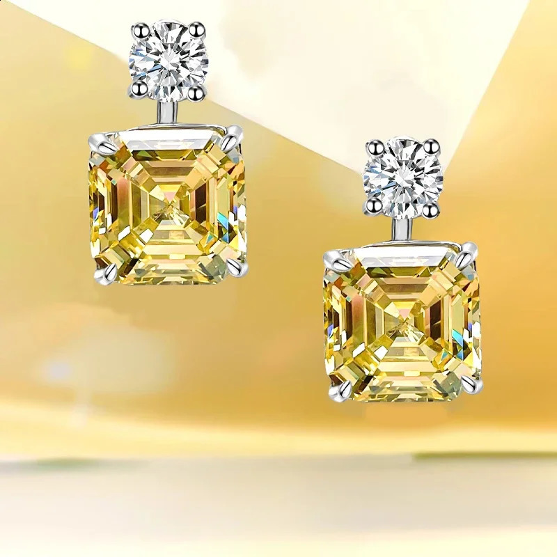 Desire Yellow Diamond Square Ascot earrings made of pure silver with high carbon diamonds creating a feel241121