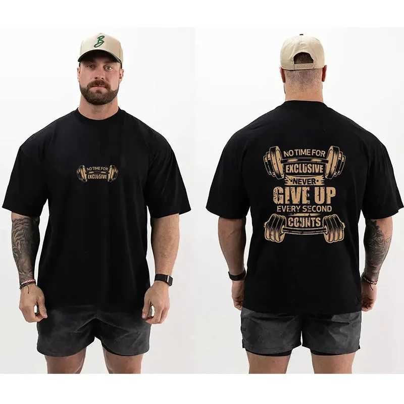 Men's T-Shirts Summer Gym Mens T-shirt Thavage Muscular Short Slve Top Men CBUM Cotton Fitness Sports T New Loose Oversized Joggers Shirts Y24042