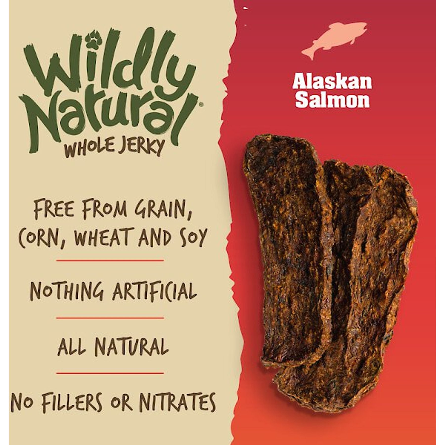 Wildly Natural Whole Jerky Alaskan Salmon Grain-Free Dog Treats, 5-oz bag