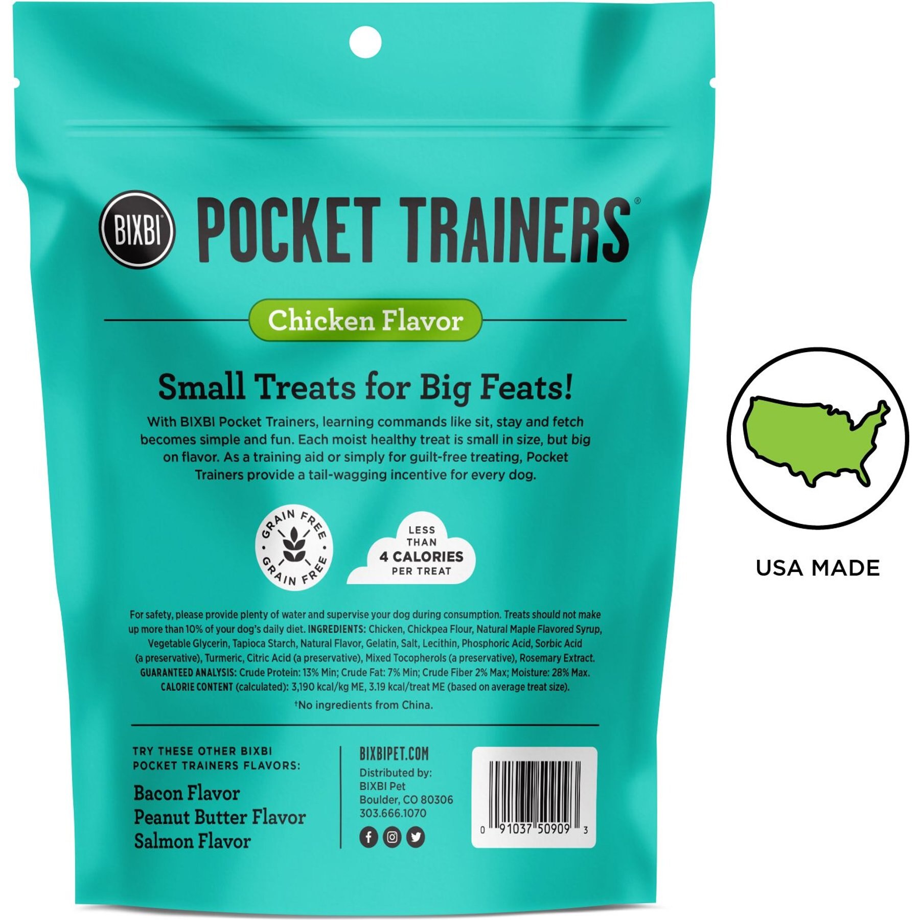 BIXBI Pocket Trainers Chicken Flavor Grain-Free Dog Treats