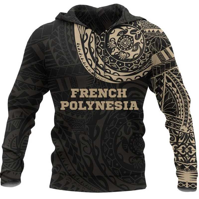 French Polynesia Hoodie French Polynesia Flag Tattoo Multi Color 3D Street Dress Pulling Sports Shirt Tahiti Hoodie Unisex Hoodie X241120