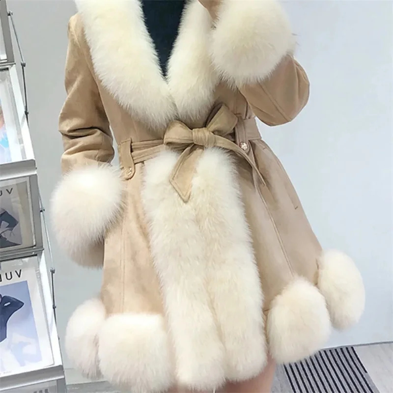 High quality deer fur coat suitable for womens trendy fur paired with down cotton and Fhickened fur jackets 241119