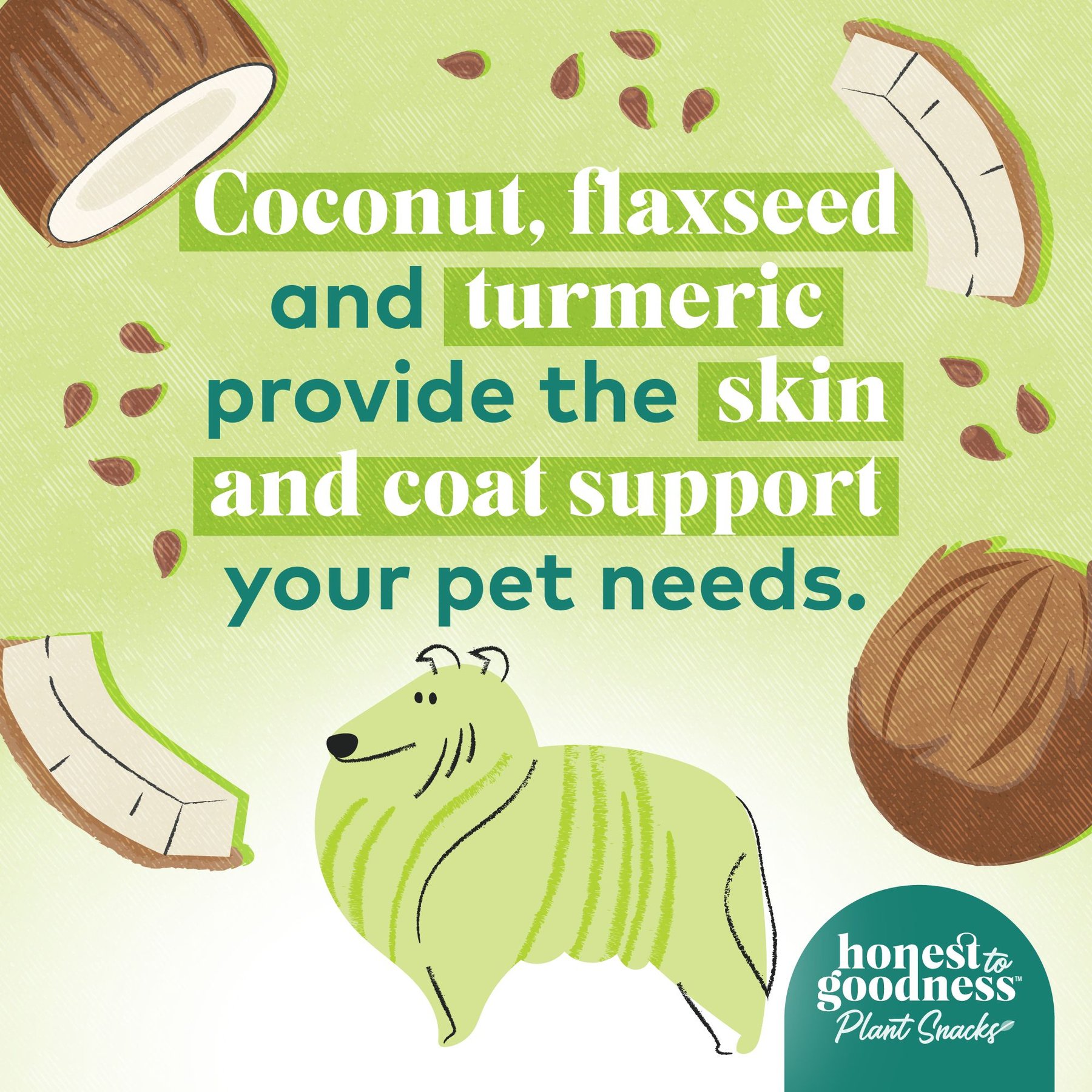 Honest To Goodness Plant Snacks Way to Glow Coconut & Flax Dog Treats, 8-oz bag