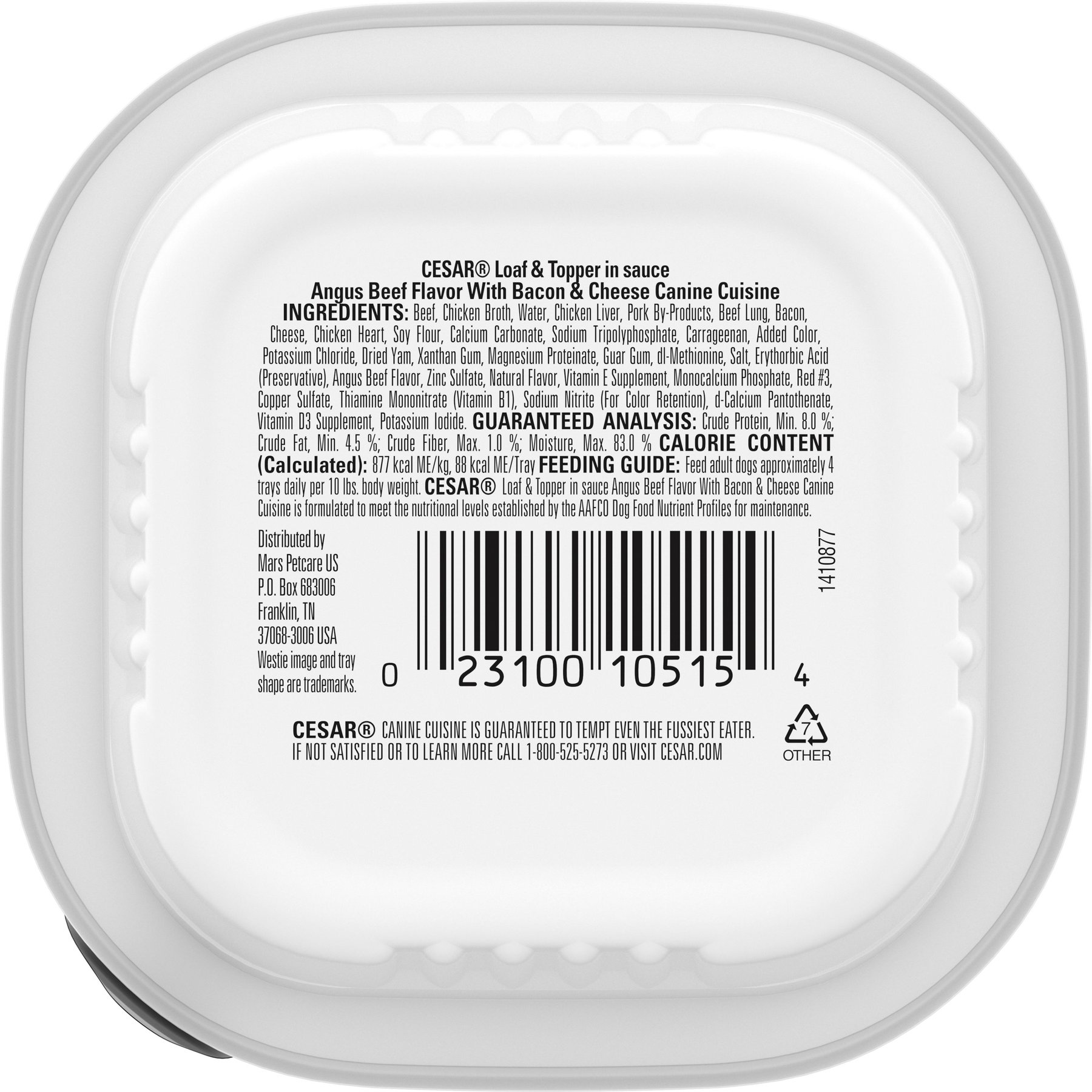 Cesar Loaf & Topper in Sauce Angus Beef Flavor with Bacon & Cheese Grain-Free Small Breed Adult Wet Dog Food Trays