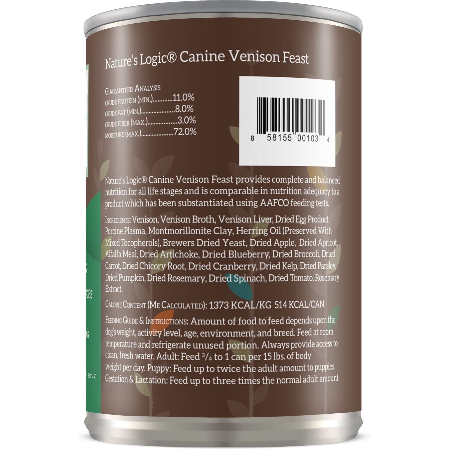 Nature's Logic Canine Venison Feast All Life Stages Grain-Free Canned Dog Food