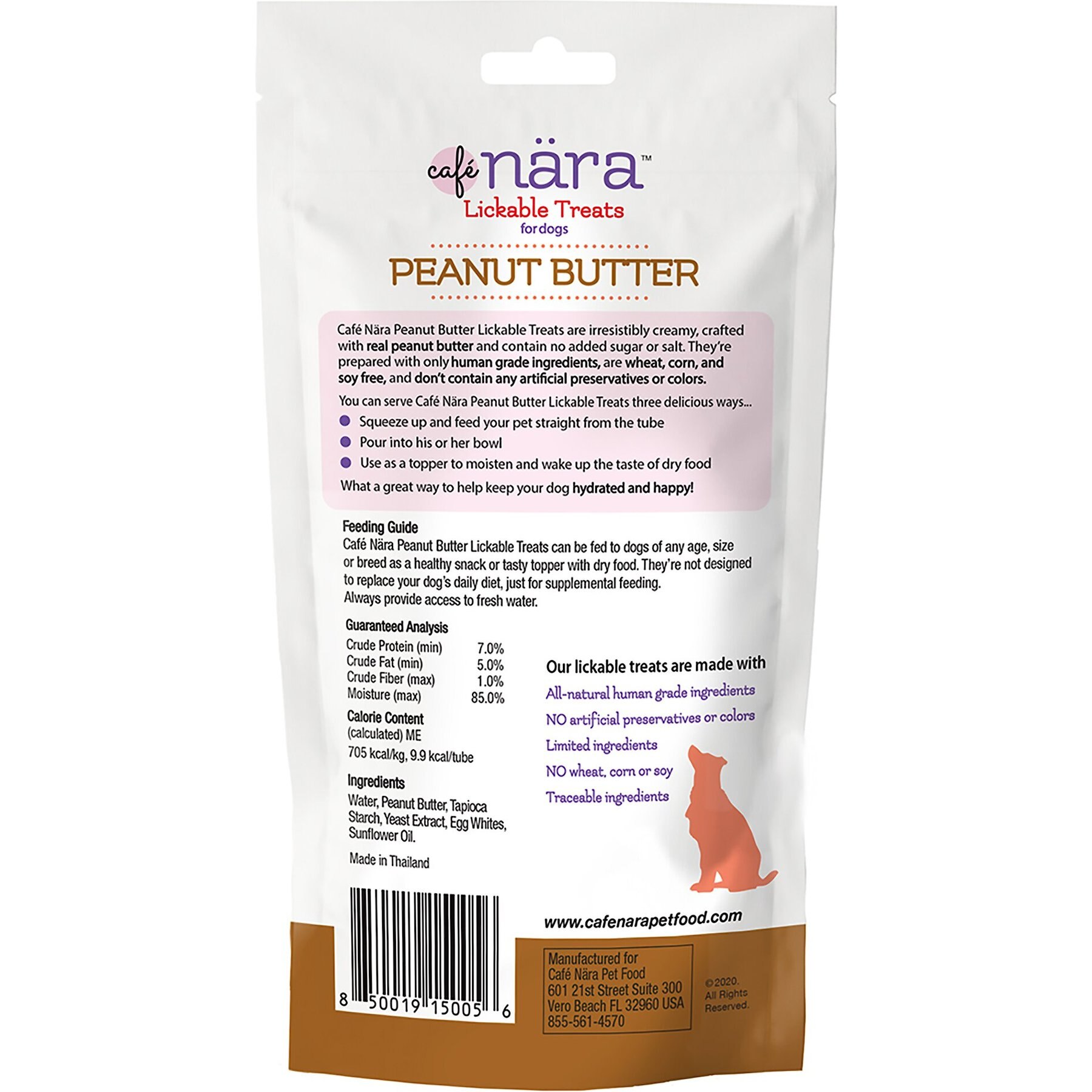 Cafe Nara Peanut Butter Flavored Lickable Dog Treats, 2-oz bag, 4 count