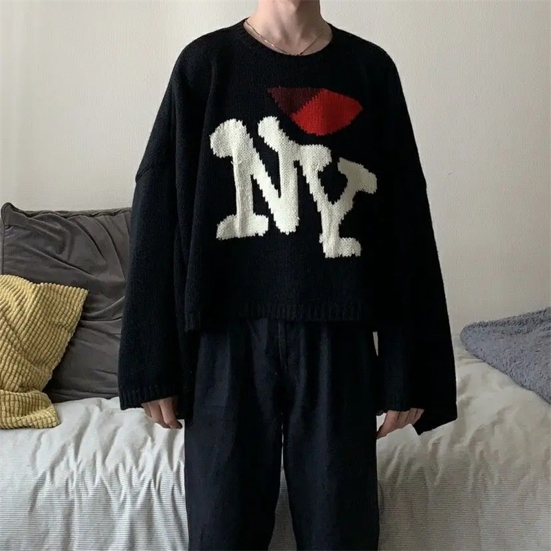 Harajuku Knitted Ugly Sweater Punk Rock Autumn/Winter Black Red Gothic Y2K Sweater Cute Hoodie 240815