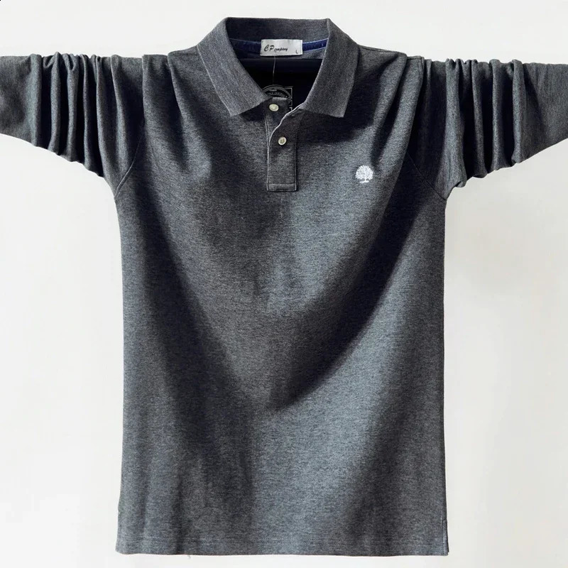 Autumn Men Polo Shirt Mens Business Work Cotton Male Top Tees Long Sleeve Turndown Collar Shirts Large Size 6XL 241120