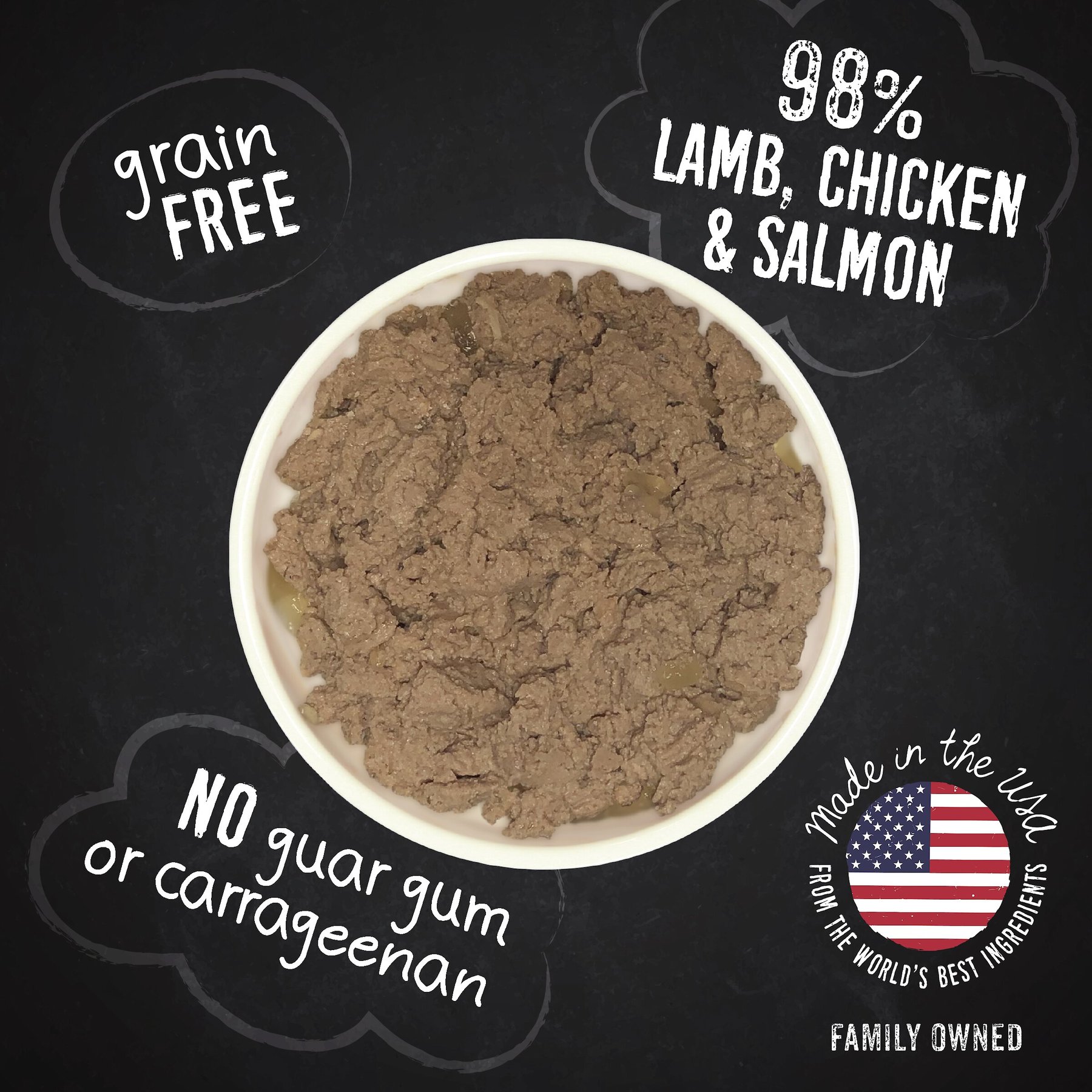 Hound & Gatos 98% Lamb, Chicken & Salmon Grain-Free Canned Dog Food
