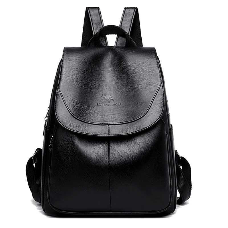 Backpack Wen Backpack High Quality Soft Leather Fem Vintage Bag School Bags Travel Bagpack Ladies Large Capacity Bookbag Rucksack Z241121