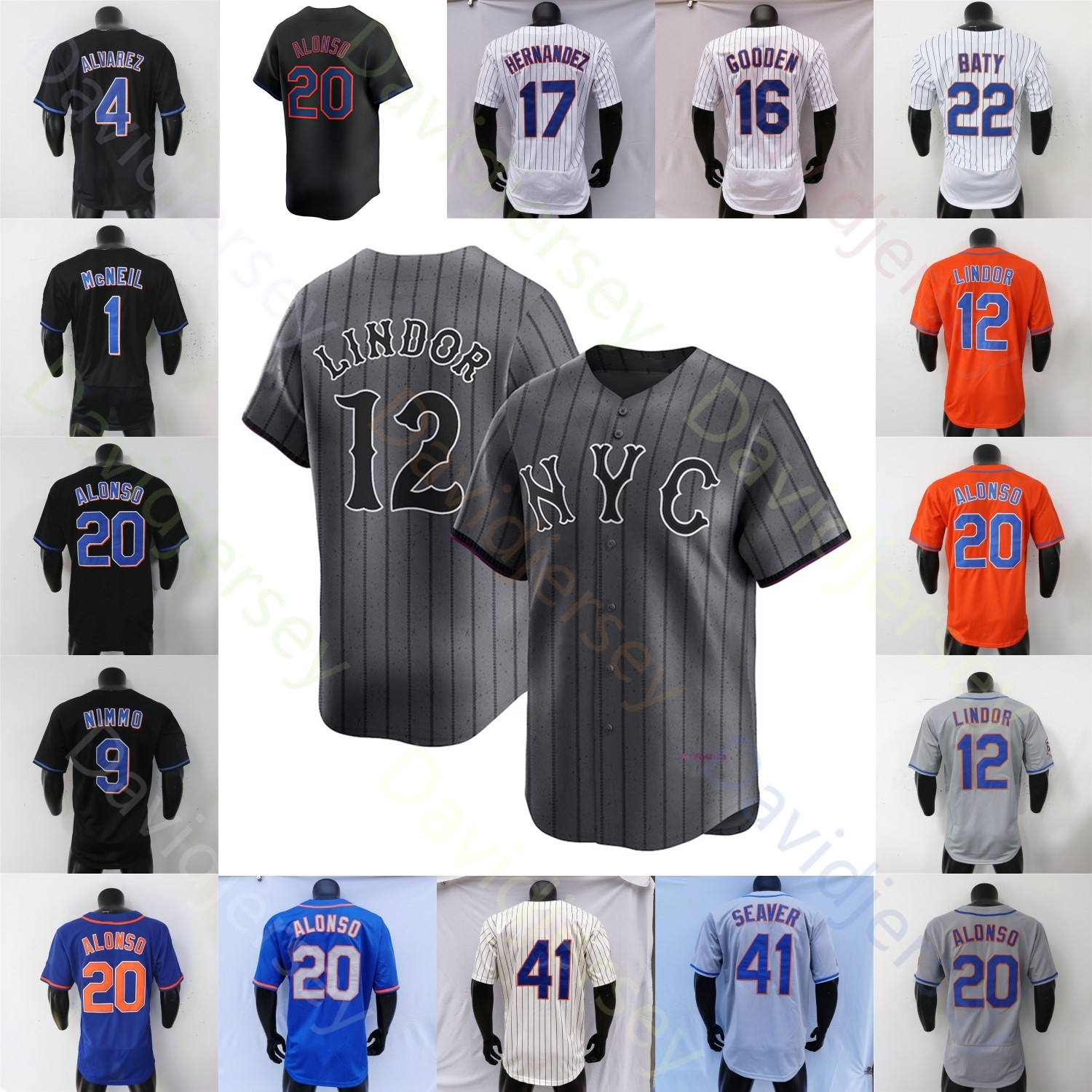 2024 City Jersey Francisco Alvarez Pete Alonso Kodai Senga Francisco Lindor Edwin Diaz Brett Baty Brandon Nimmo Drew Gilbert Luisangel McNeil Bader Martinez COLON