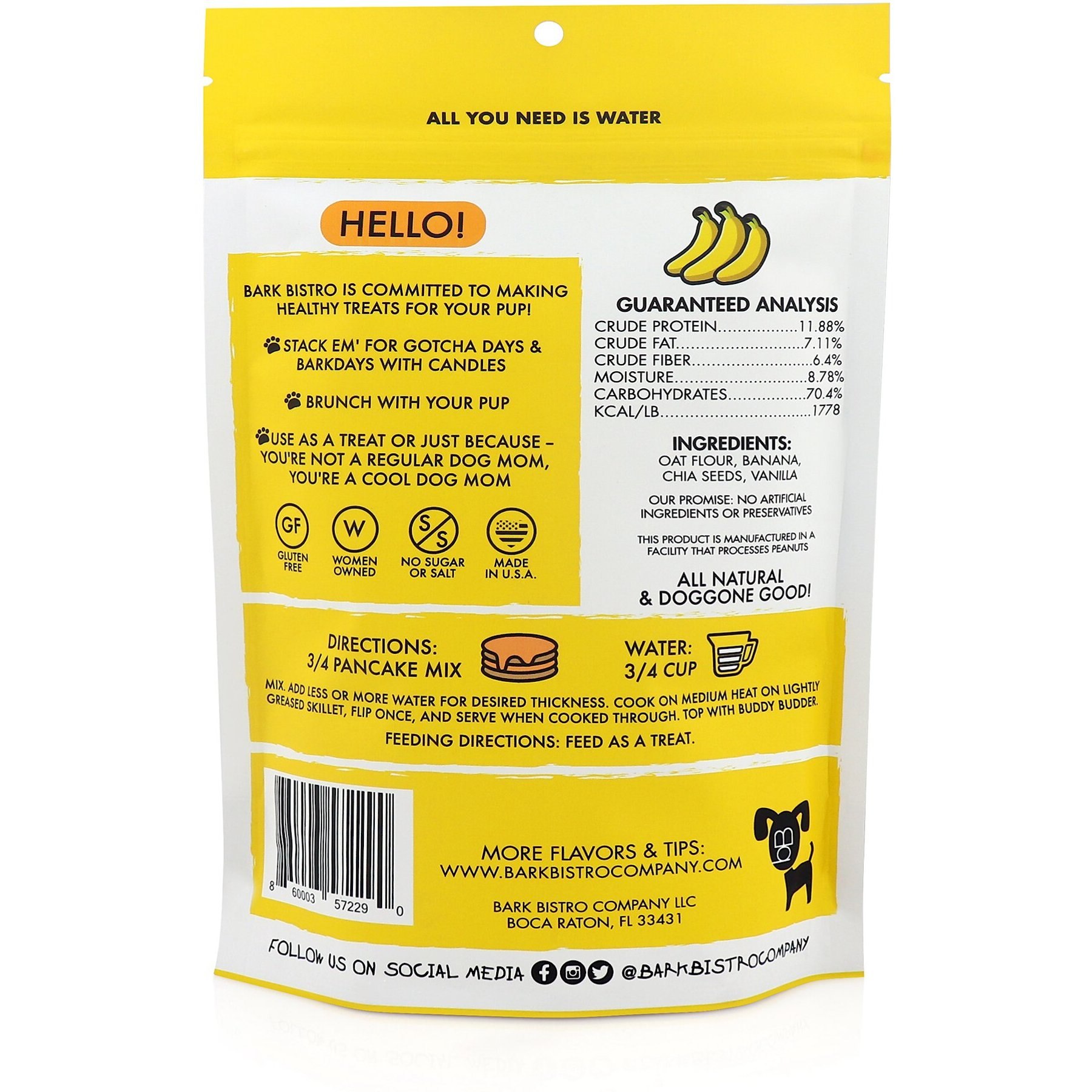 Bark Bistro Company Pooch Pancakes Barking Banana Dog Treat, 14-oz bag