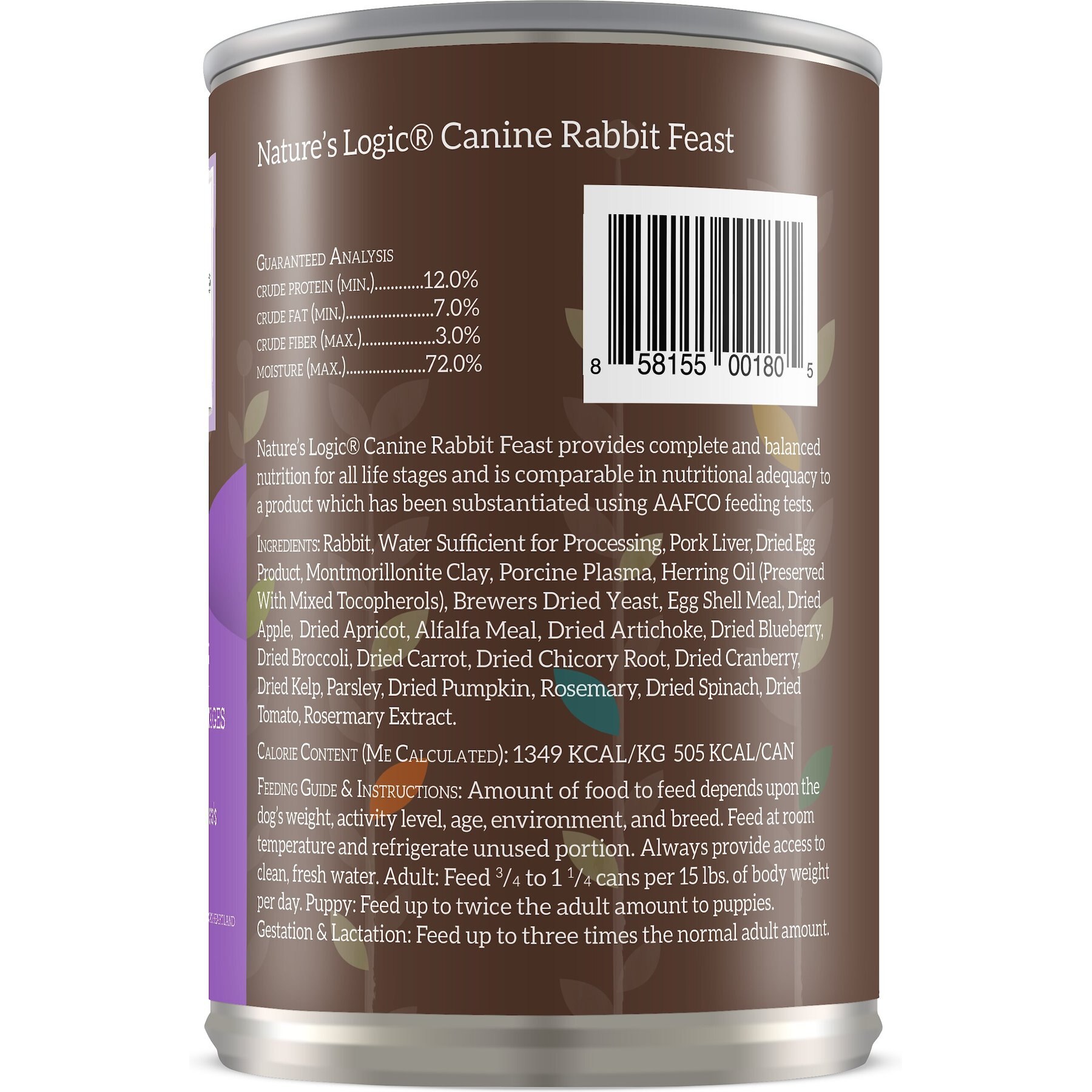 Nature's Logic Canine Rabbit Feast All Life Stages Grain-Free Canned Dog Food