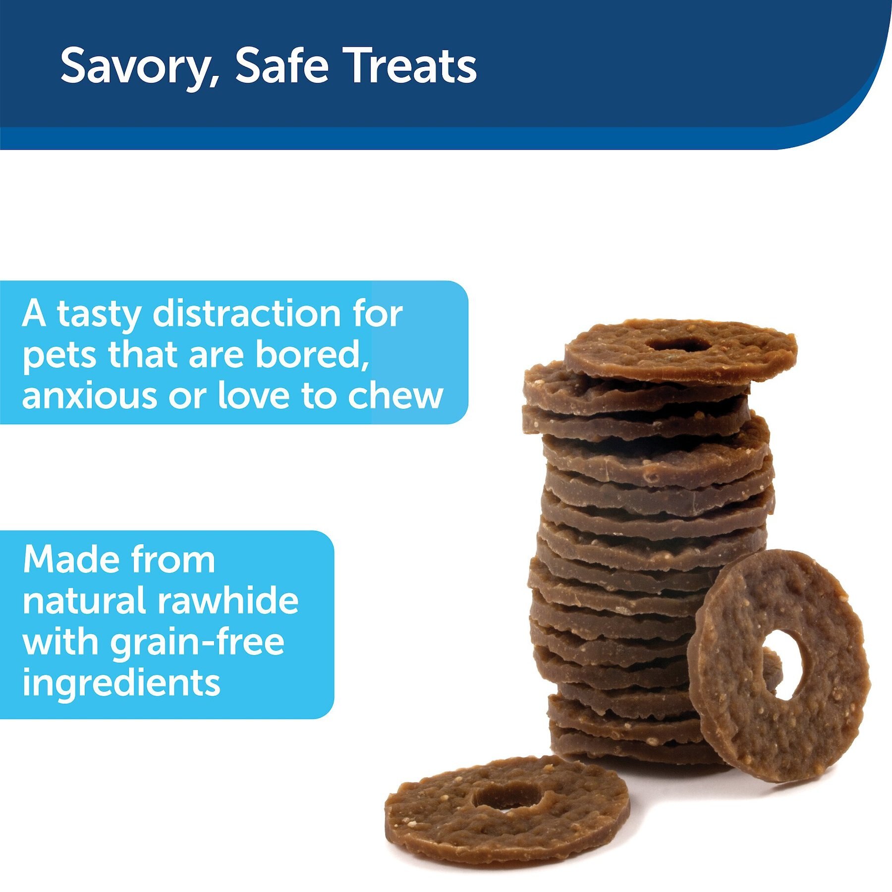 PetSafe Busy Buddy Natural Rawhide Peanut Butter Rings Dog Treats, Size B