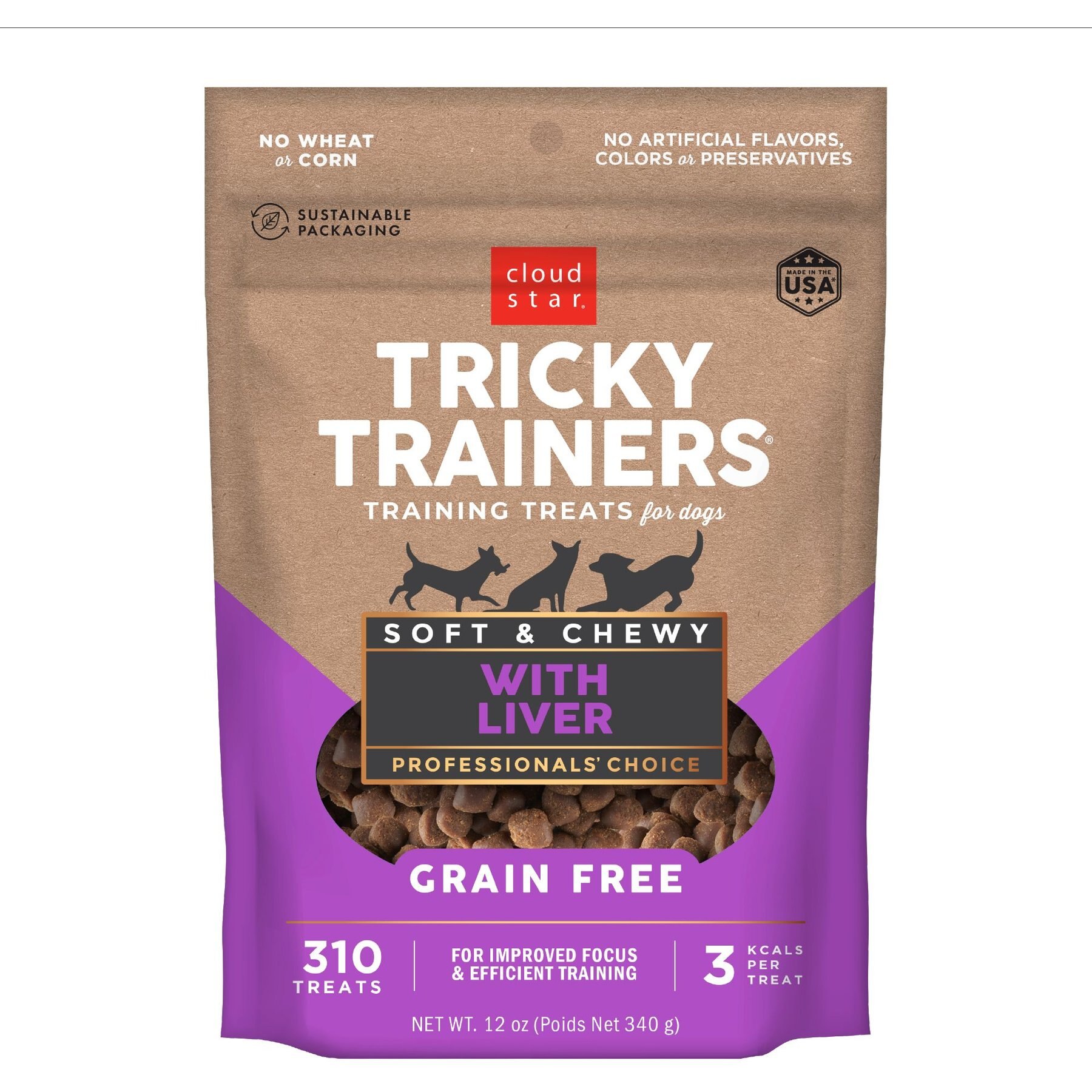 Cloud Star Tricky Trainers Chewy Liver Flavor Grain-Free Dog Treats