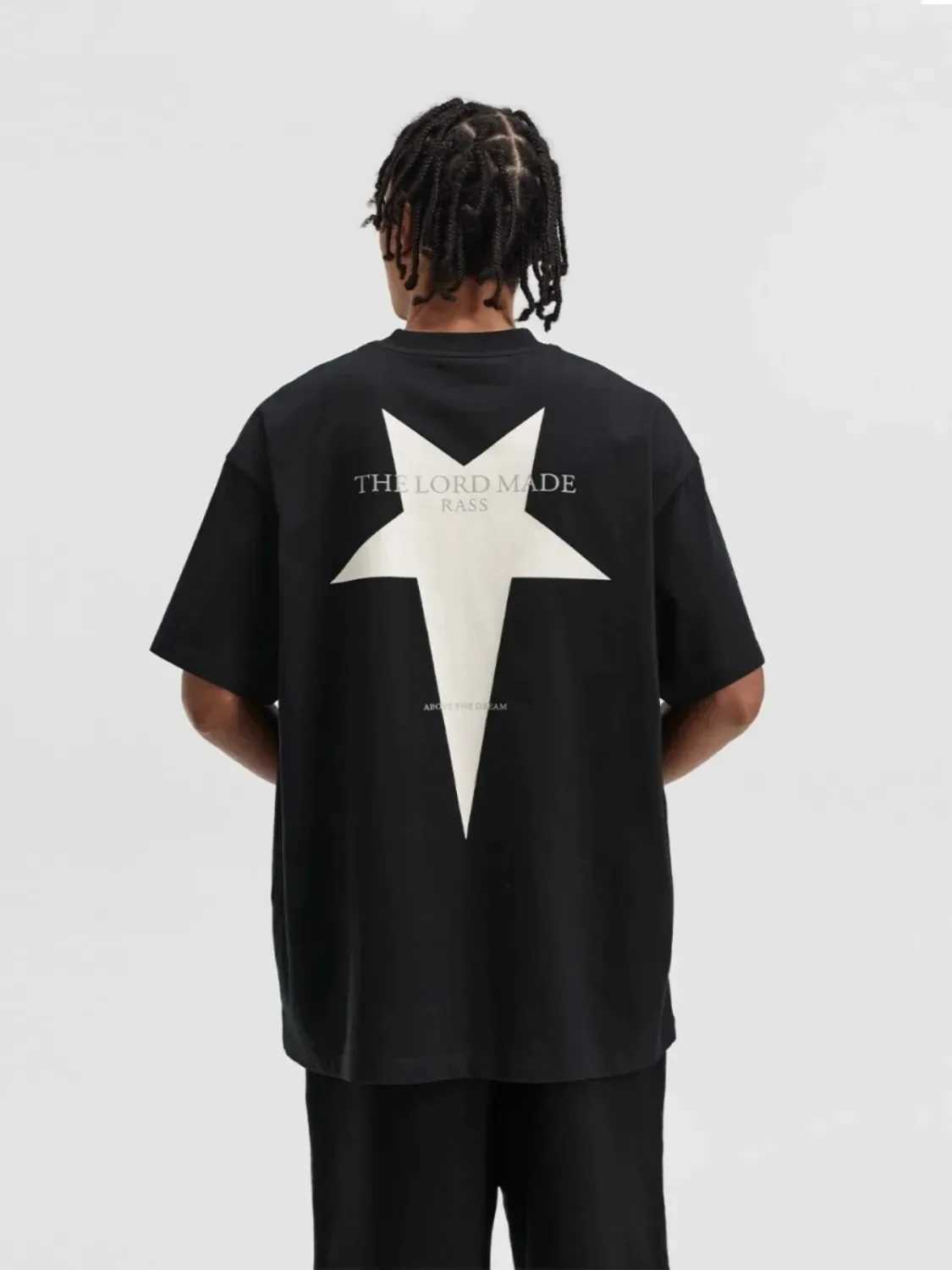 Men's T-Shirts Summer Fashion Heavyweight Vintage Cotton Mens T Shirt Pentagram Printed Round Neck Casual Fitness Strt Sports O-neck T-shirt Y240