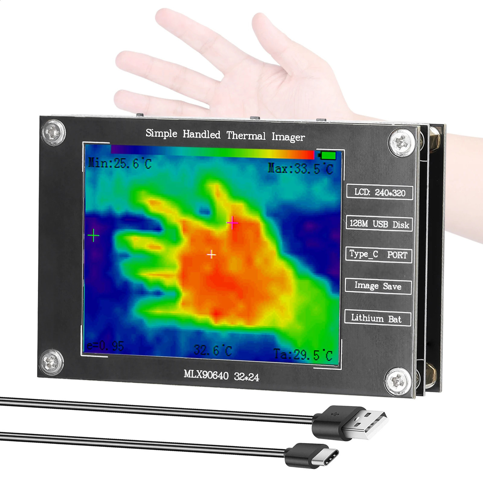 Portable thermal imaging camera -40 to 300 Small thermal imaging camera supports maximum and minimum center temperature measurement of 2.8 inches 2411