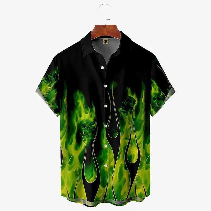 Flame MenS Shirts 3d Vintage Summer Fashion Red Flame Haiian Shirt Man Summer Short Sved Oversized Shirt For Men 2025XJ241120