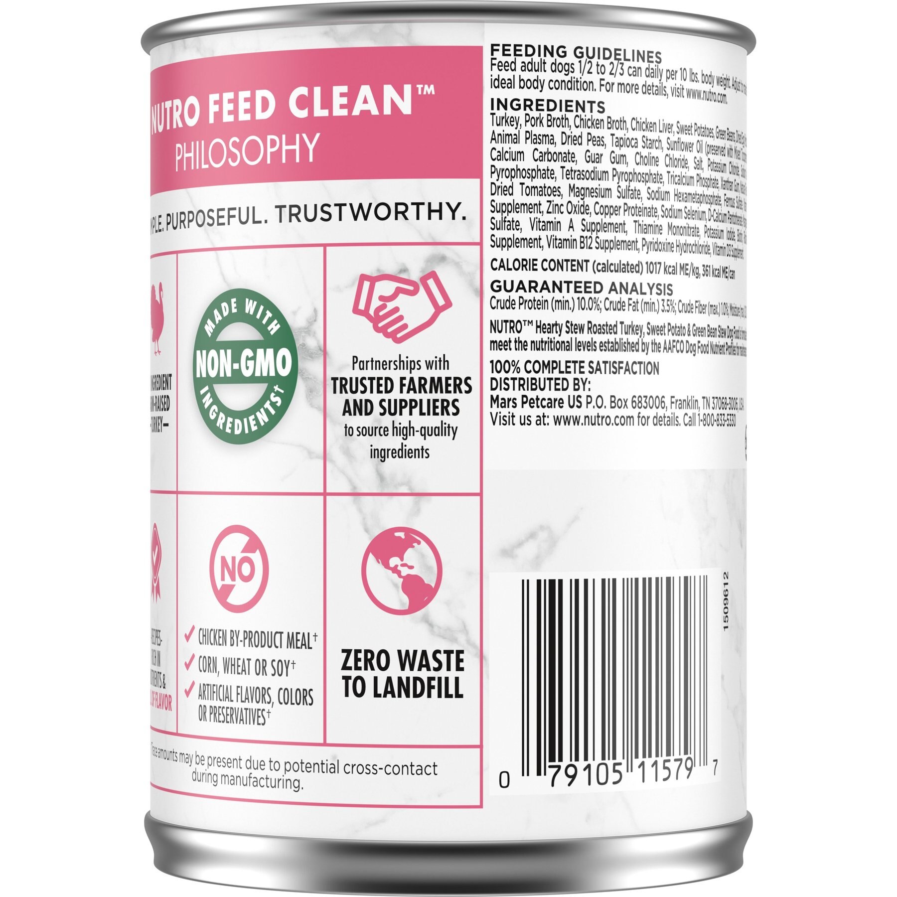 Nutro Hearty Stew Turkey, Sweet Potato & Green Bean Cuts in Gravy Adult Canned Wet Dog Food