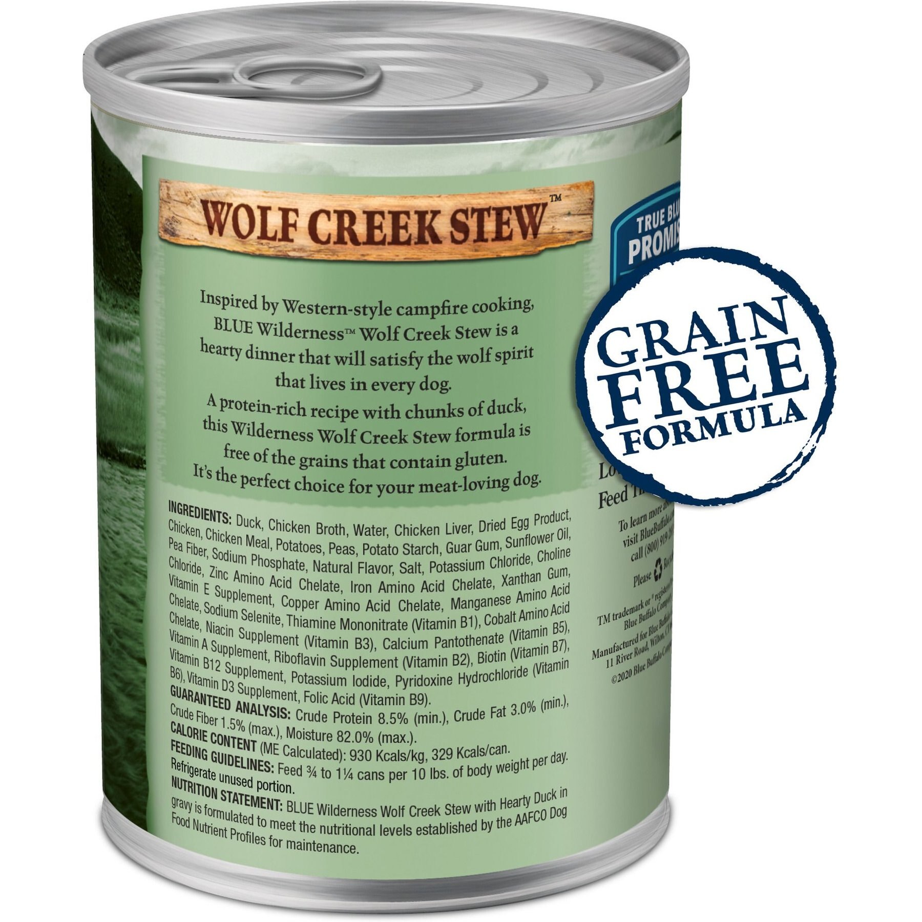 Blue Buffalo Wilderness Wolf Creek Stew Hearty Duck Stew Grain-Free Adult Canned Dog Food