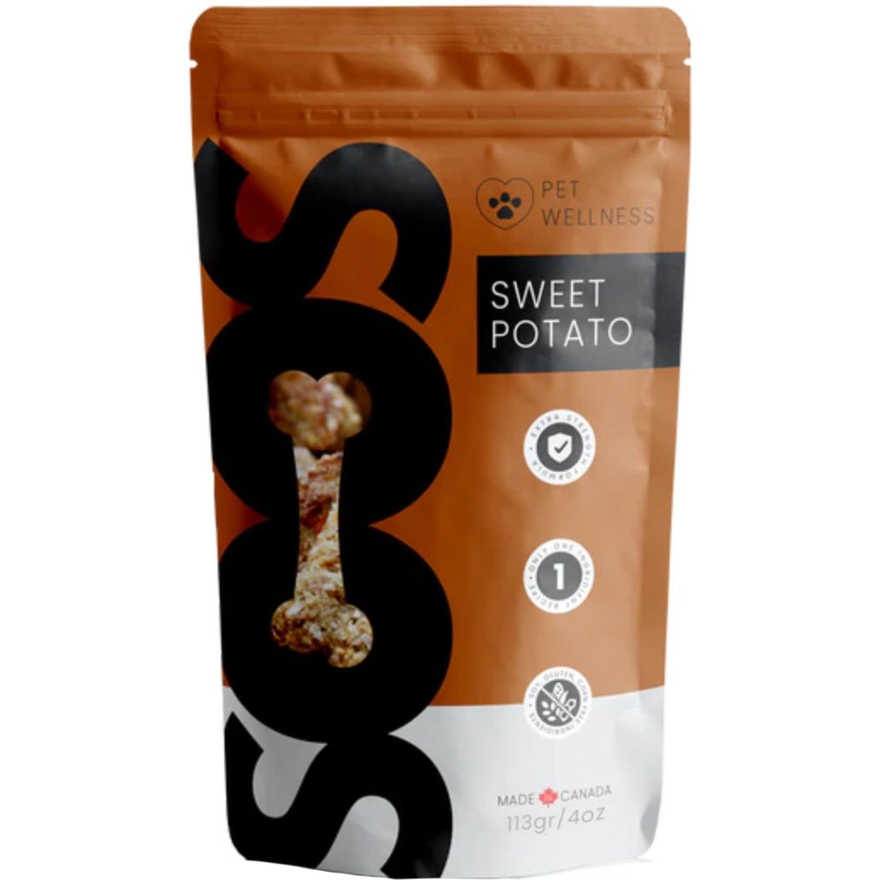 Soos Wellness Sweet Potato Jerky Dog Treats, 4-oz bag