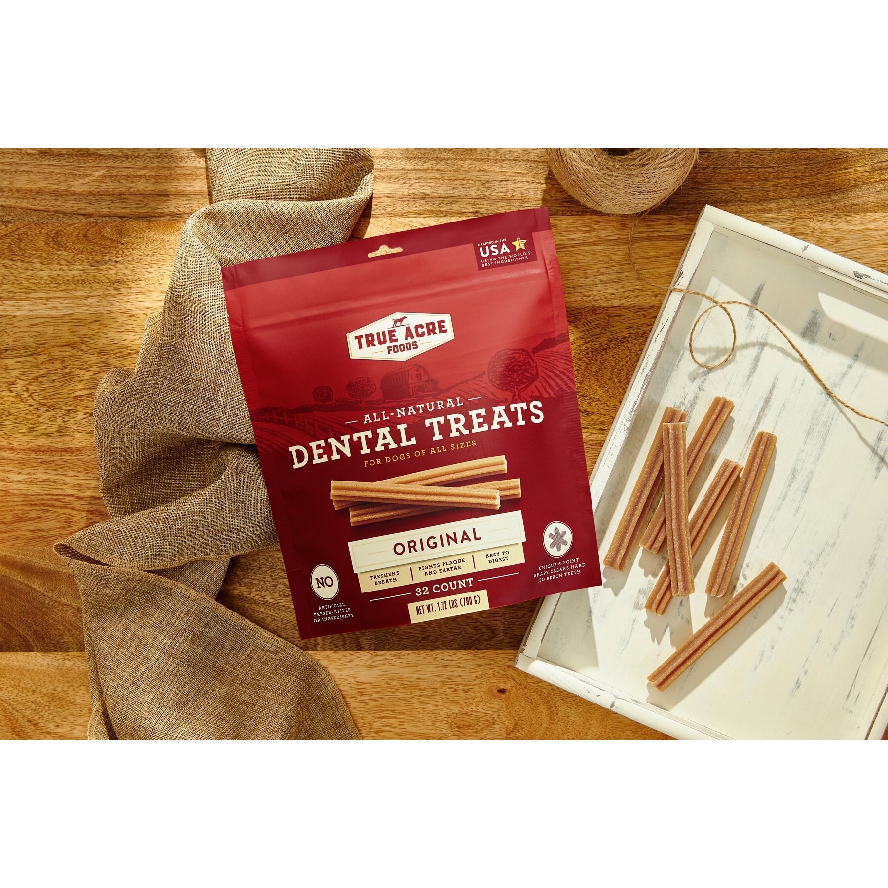 True Acre Foods All-Natural Dental Chew Sticks, Original Flavor